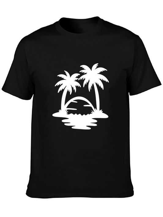 Tropical Palm Tree Graphic Black T-Shirt