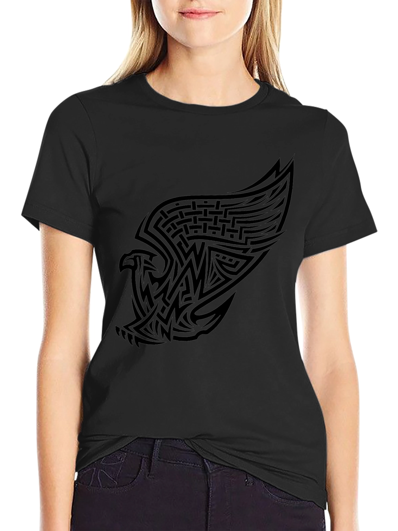 Mens Black Graphic Tee - Eagle Design