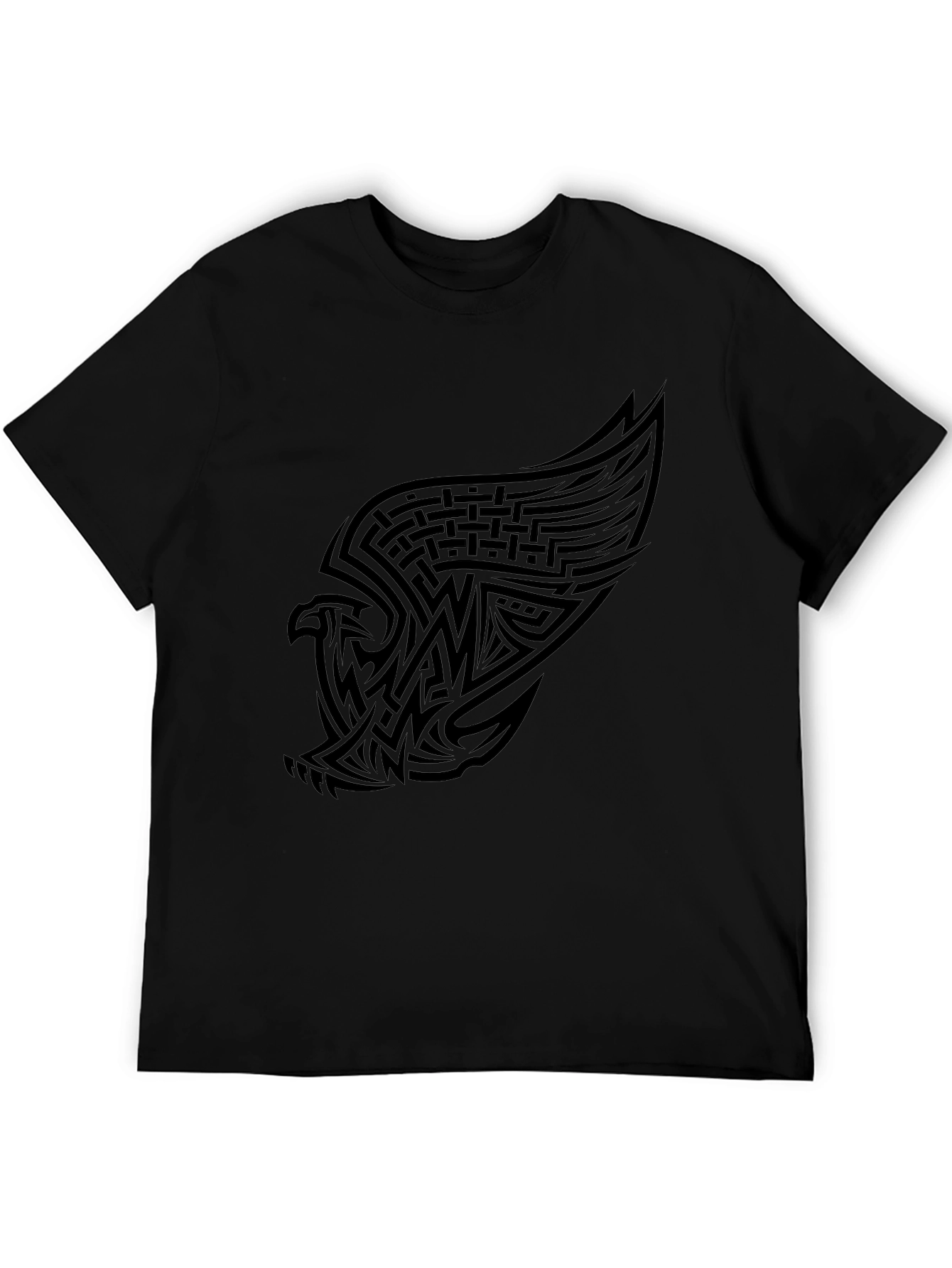 Mens Black Graphic Tee - Eagle Design