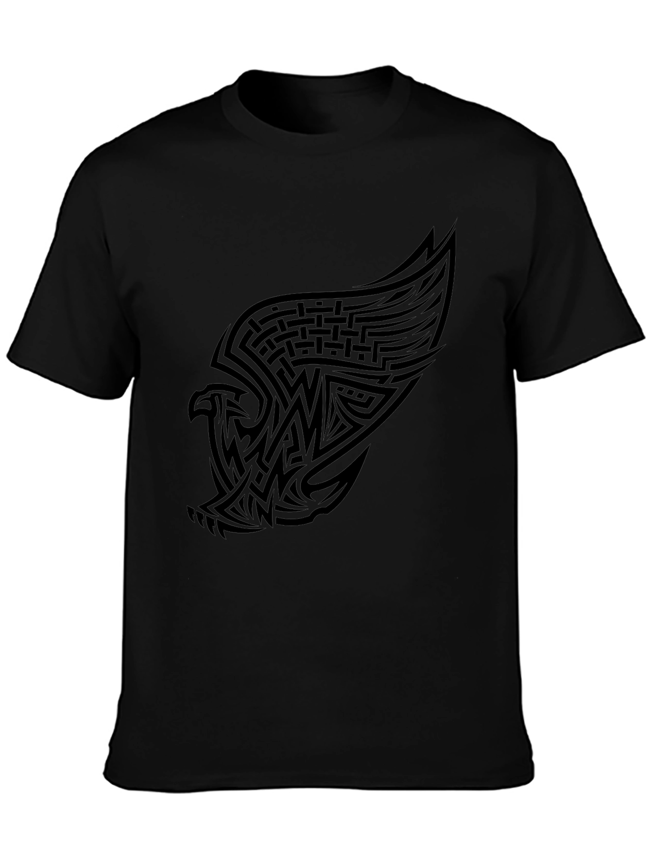 Mens Black Graphic Tee - Eagle Design