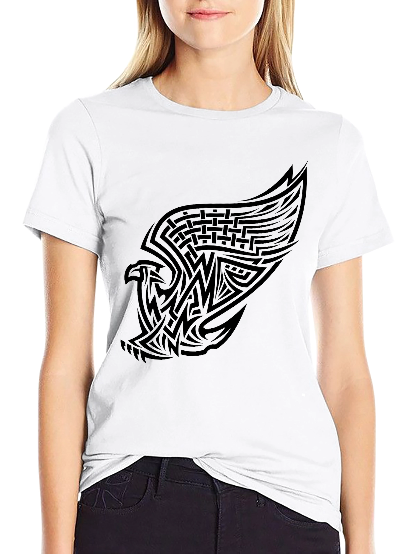 Mens Black Graphic Tee - Eagle Design