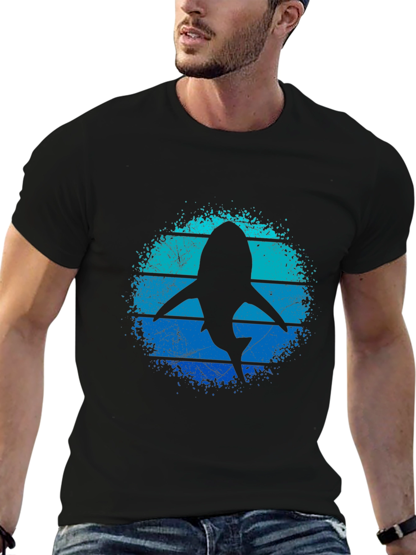 Shark Silhouette T-Shirt - Retro Ocean Design