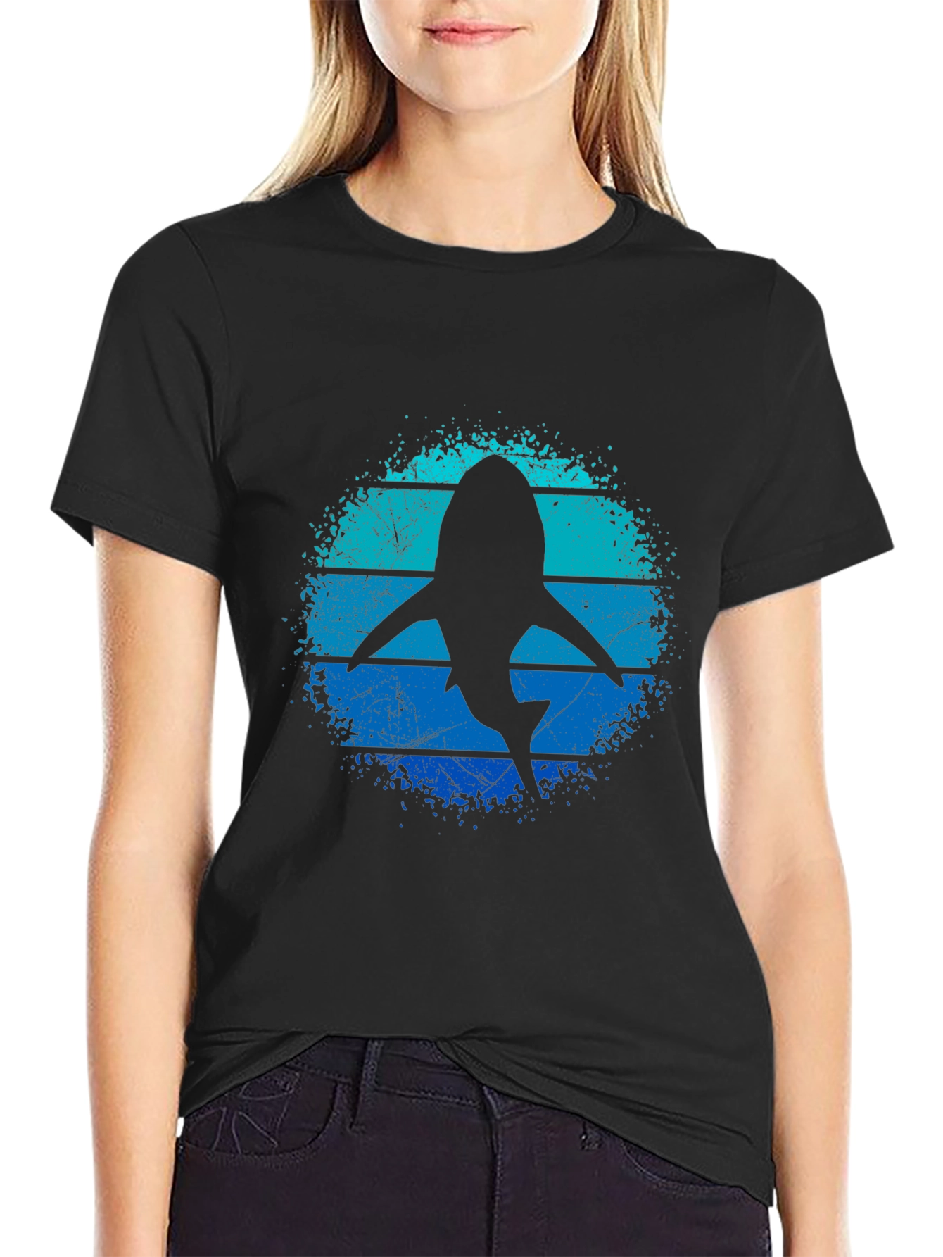 Shark Silhouette T-Shirt - Retro Ocean Design