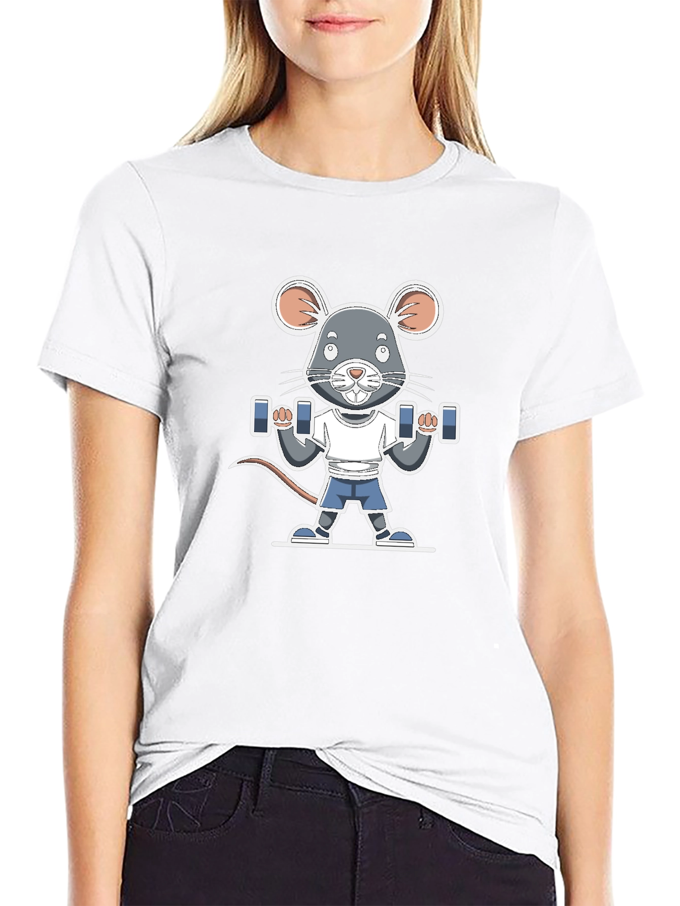 Mouse Lifting Dumbbells T-Shirt