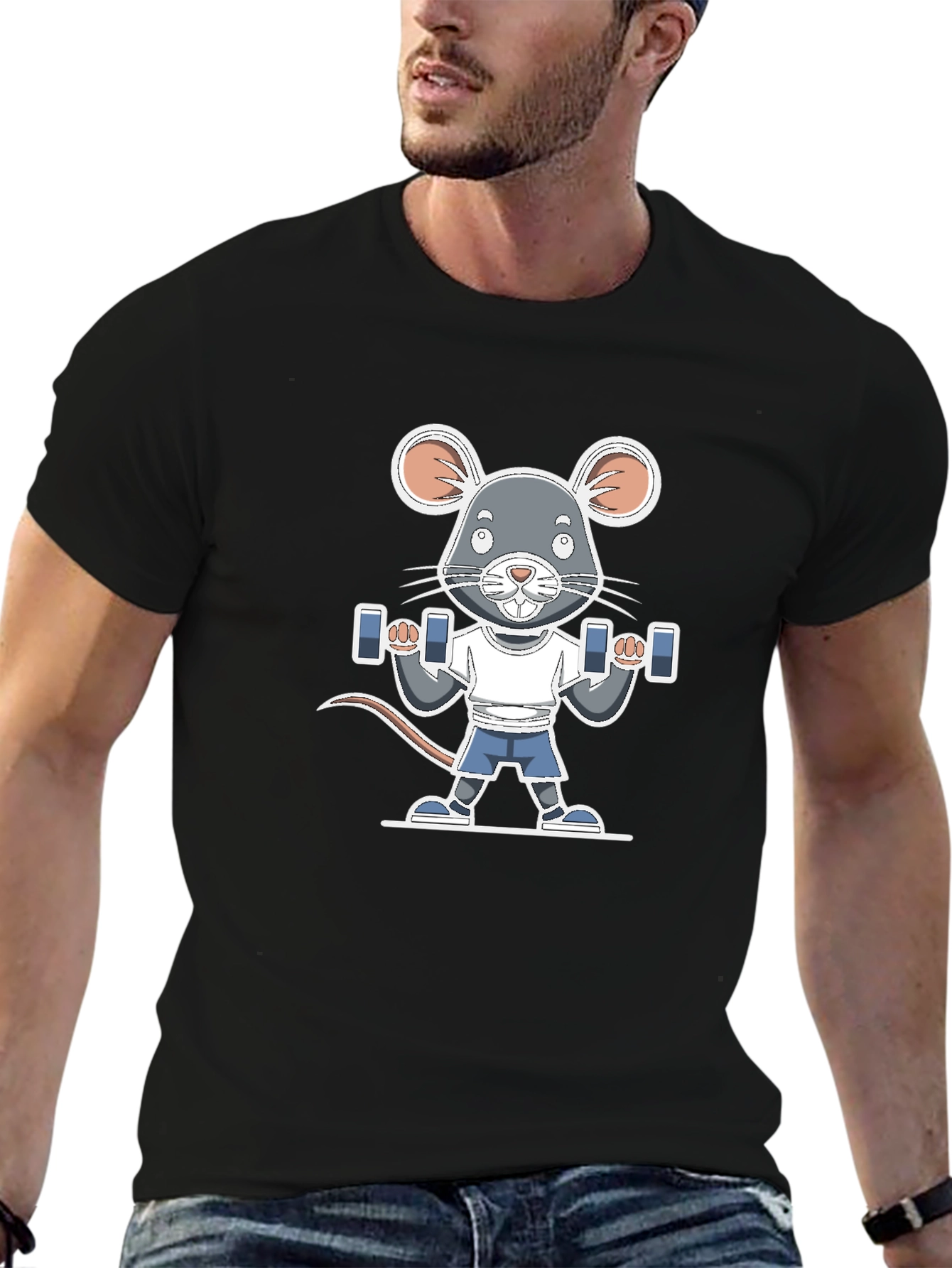 Mouse Lifting Dumbbells T-Shirt