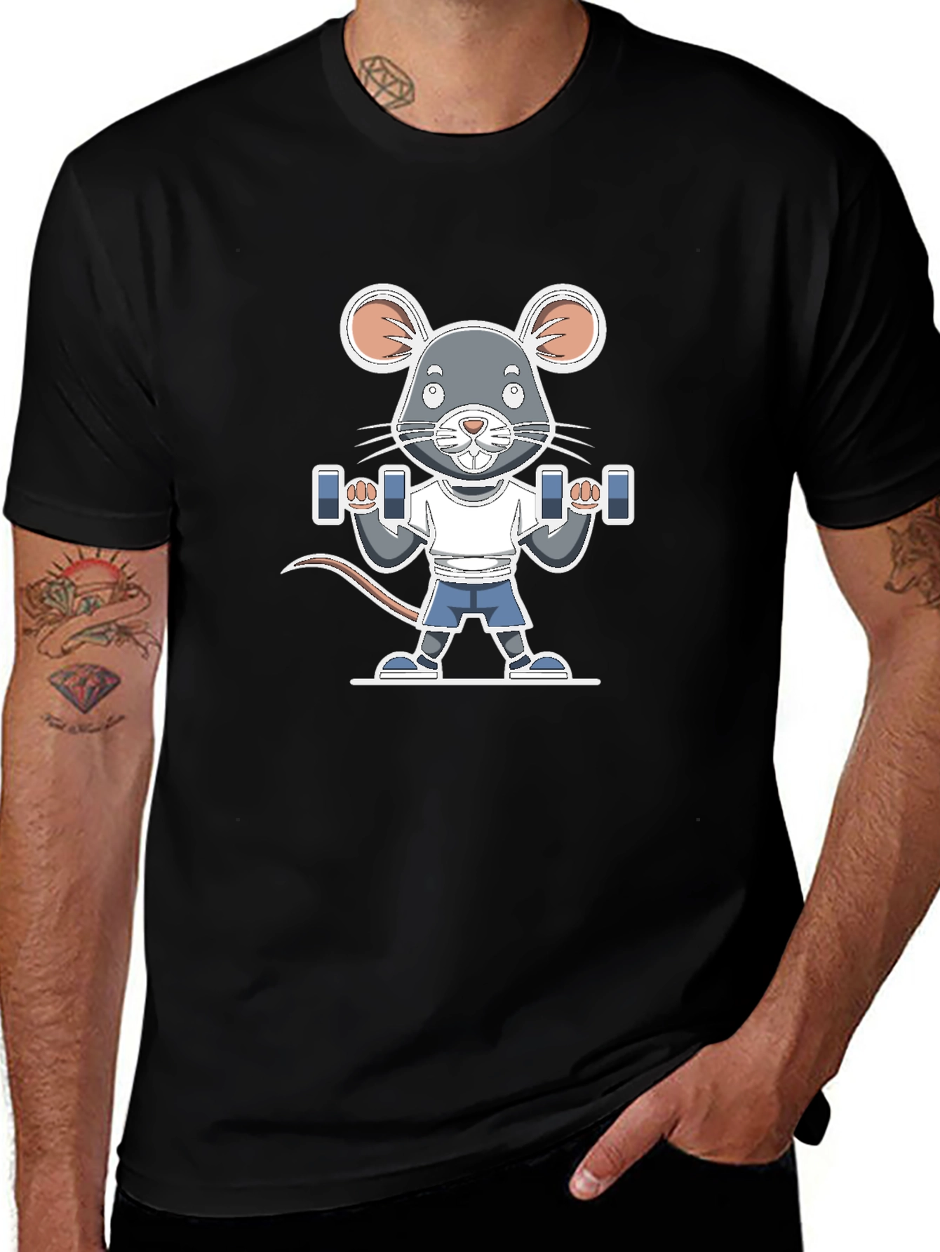 Mouse Lifting Dumbbells T-Shirt