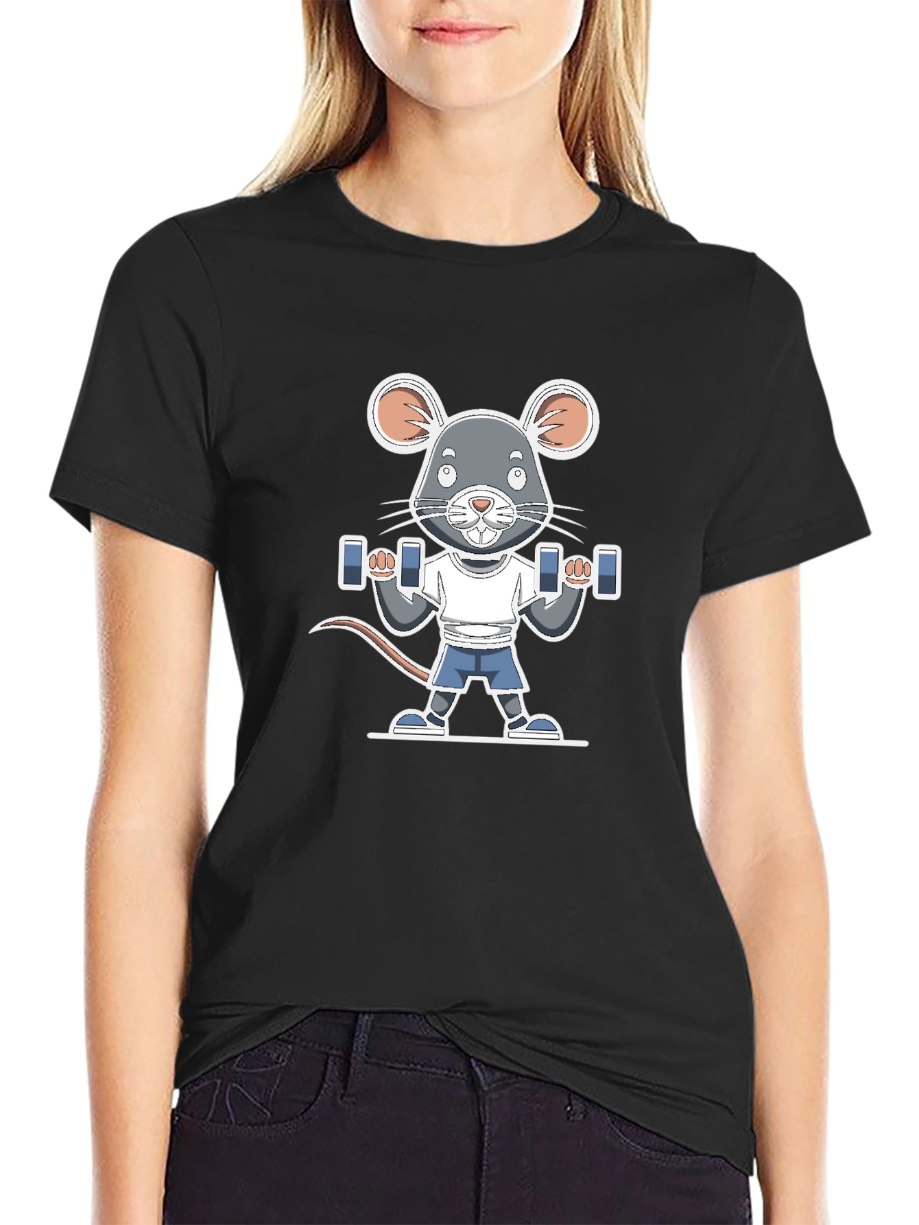 Mouse Lifting Dumbbells T-Shirt