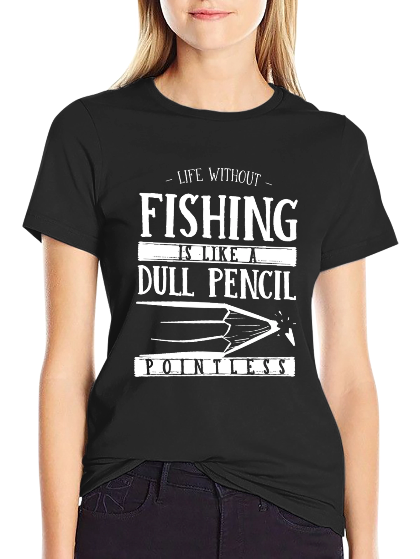 Fishing Life Dull Pencil Graphic Tee