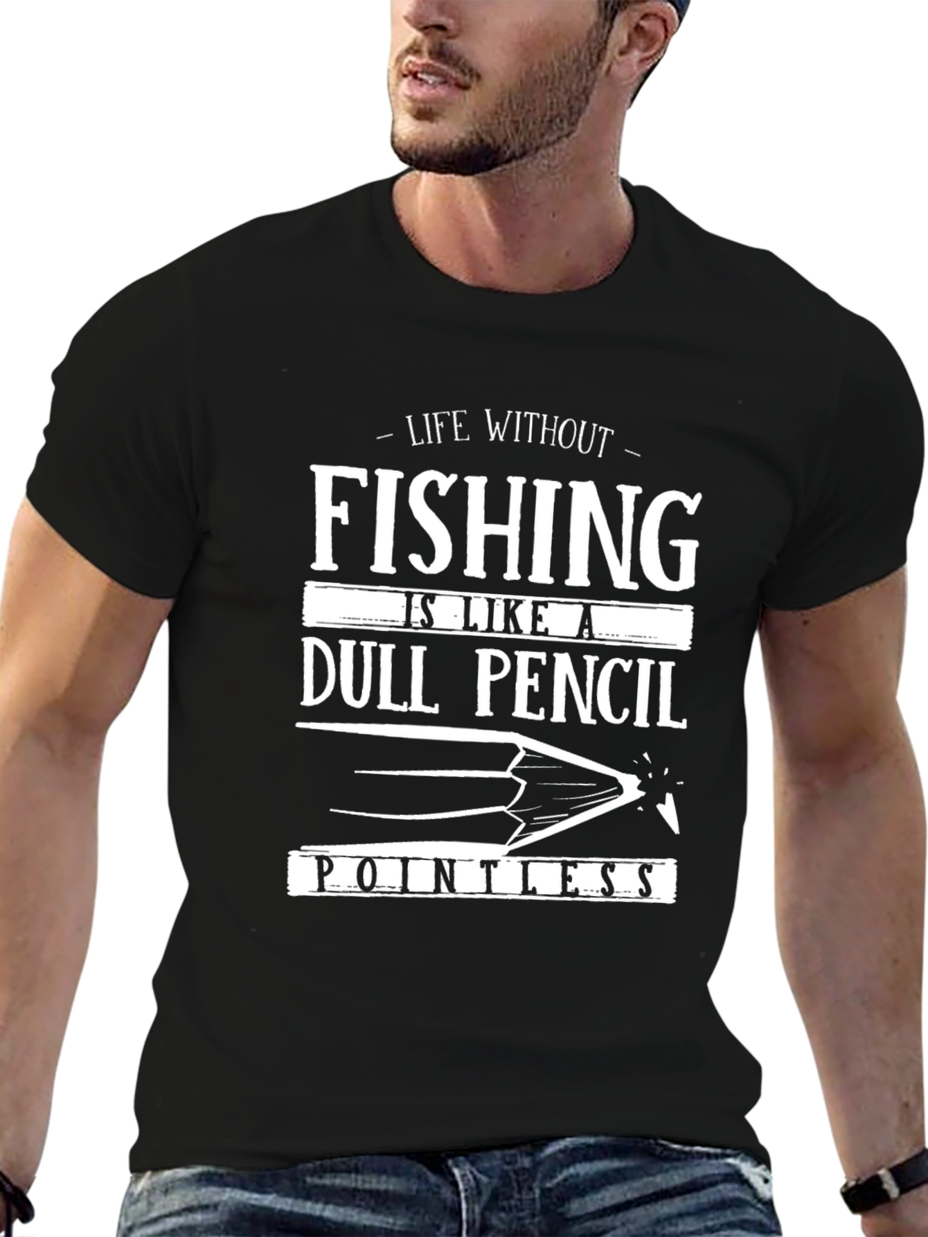 Fishing Life Dull Pencil Graphic Tee
