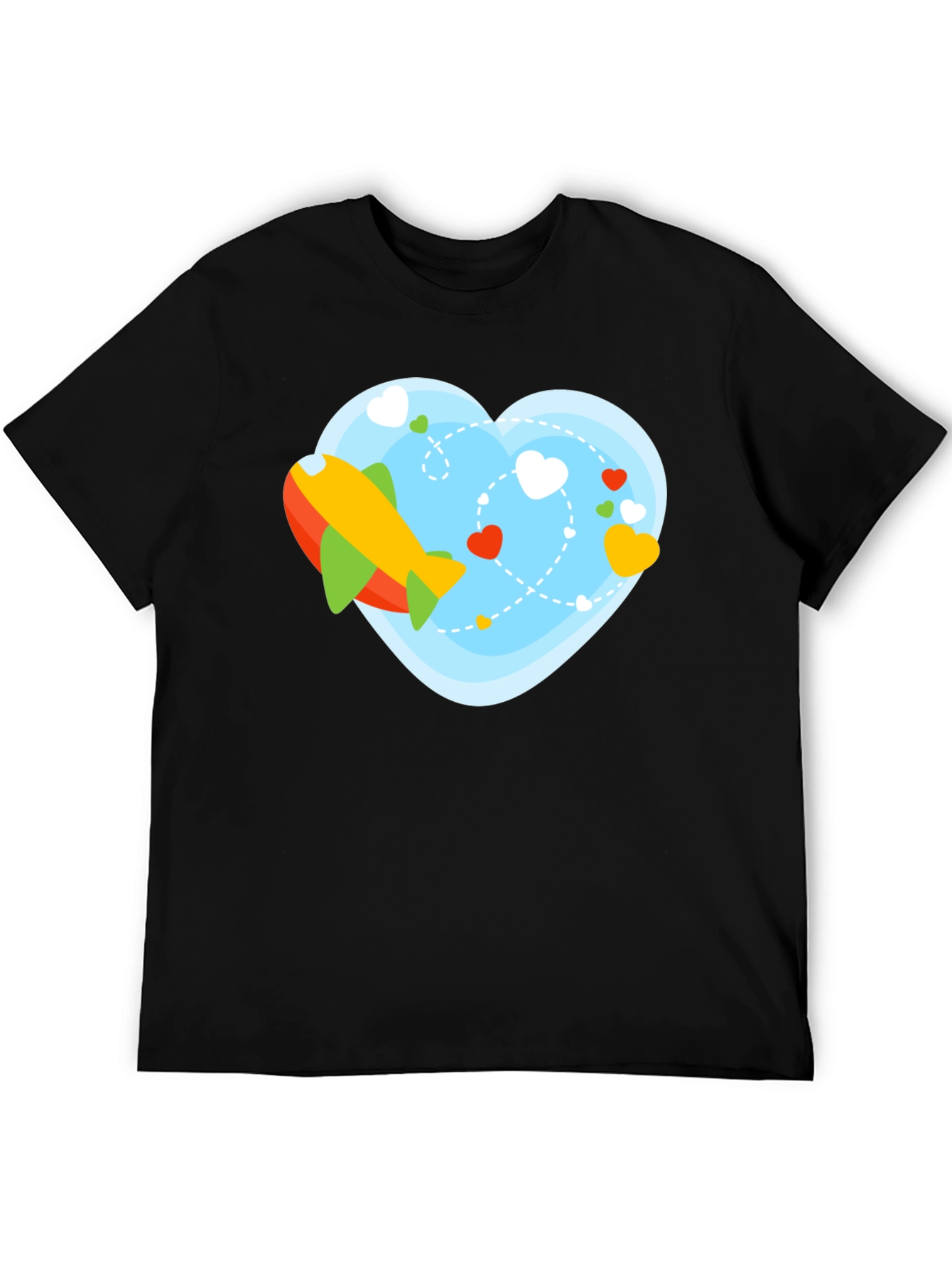 Airplane Heart Graphic Tee - Black Cotton
