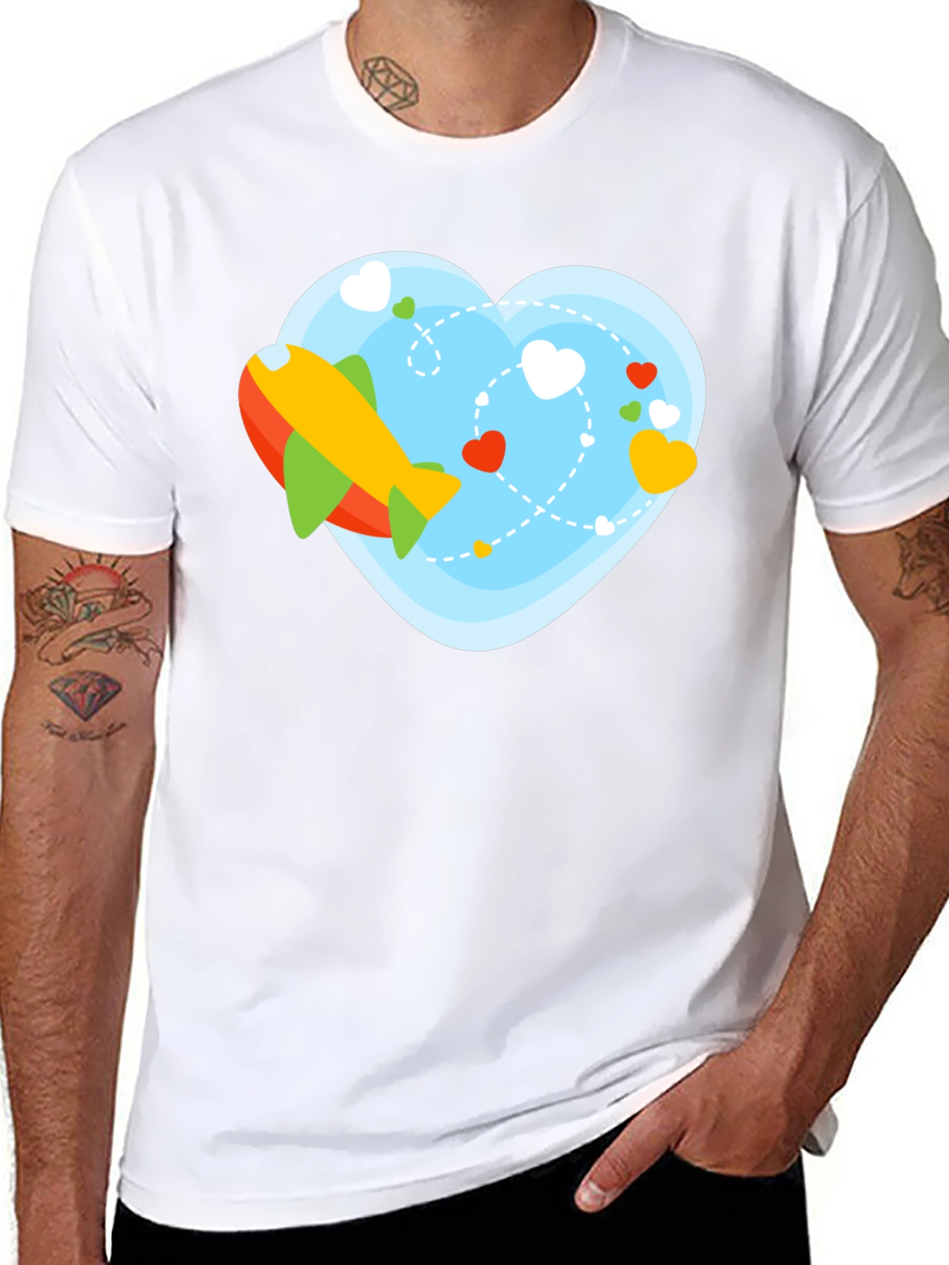 Airplane Heart Graphic Tee - Black Cotton