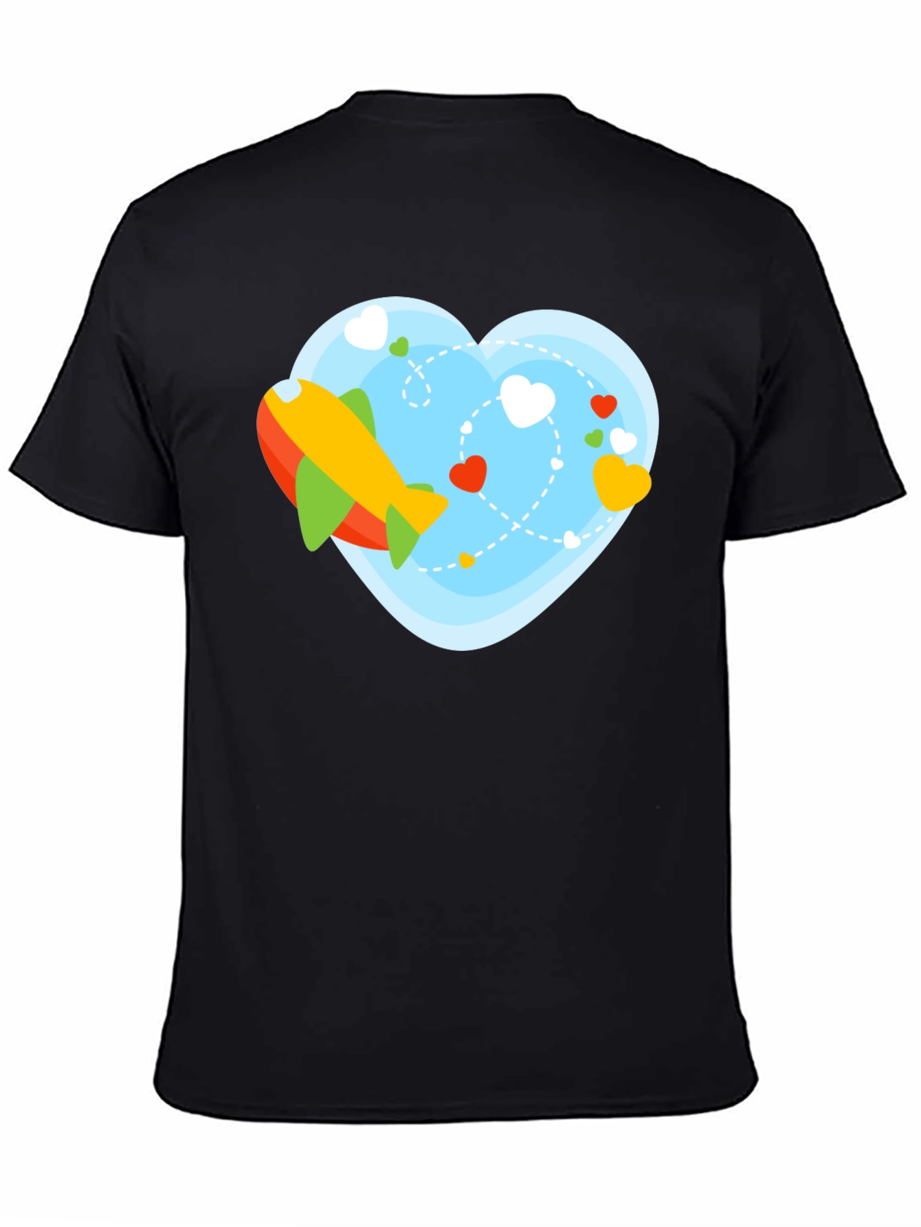 Airplane Heart Graphic Tee - Black Cotton