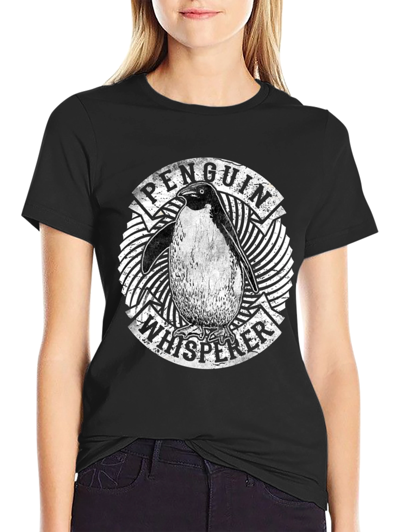 Penguin Whisperer Graphic T-Shirt - Black Cotton Tee