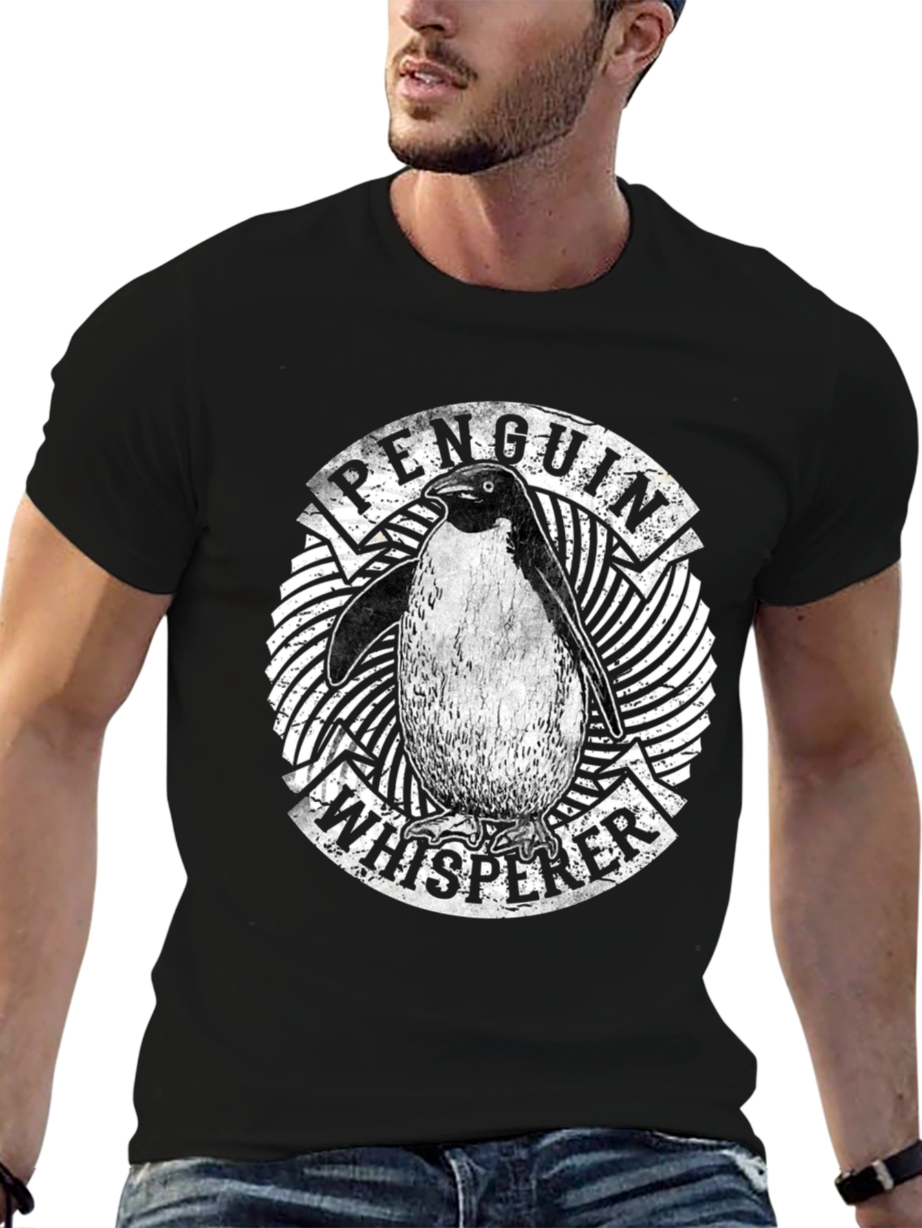 Penguin Whisperer Graphic T-Shirt - Black Cotton Tee