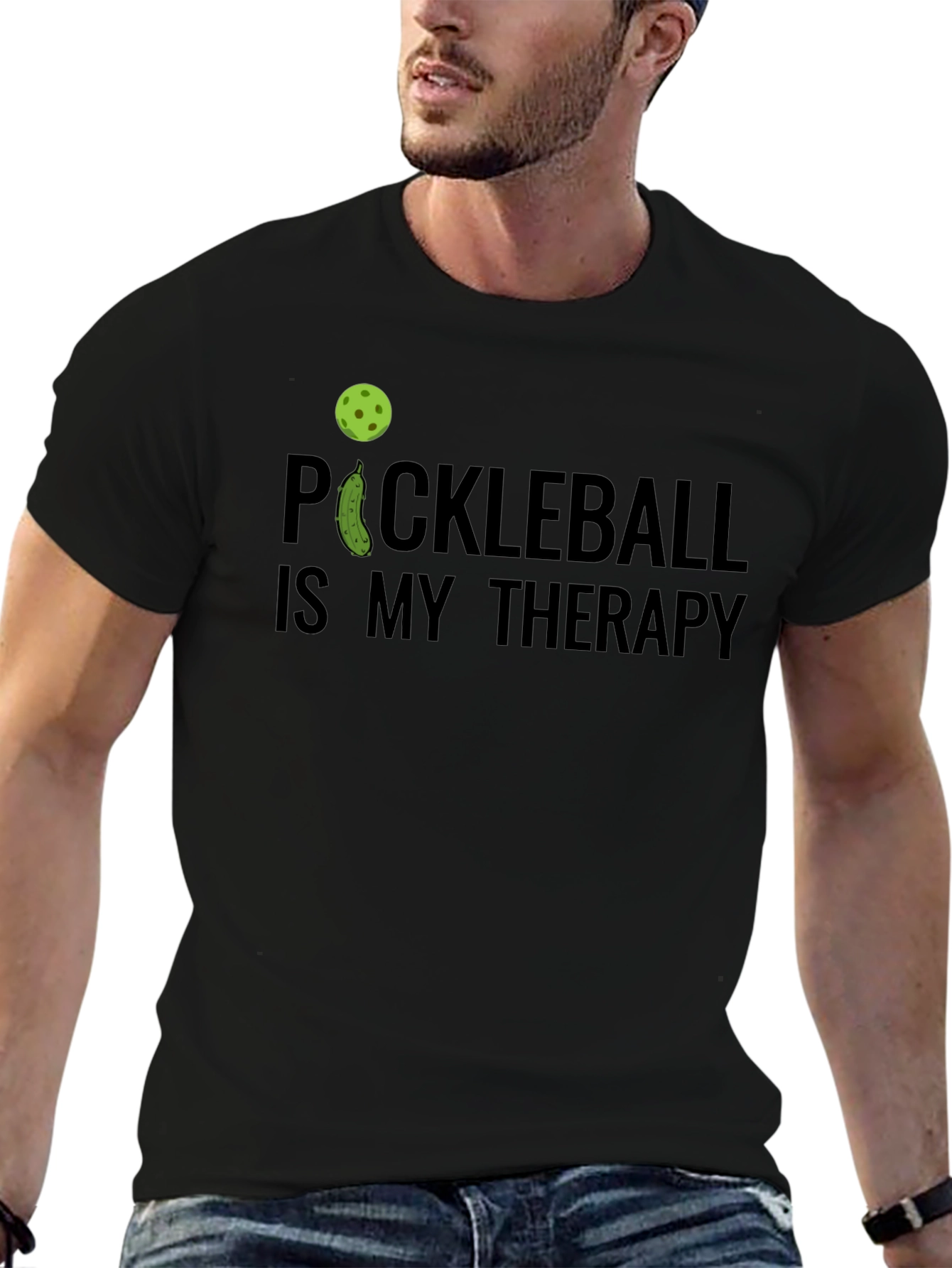 Pickleball is My Therapy T-Shirt - Black