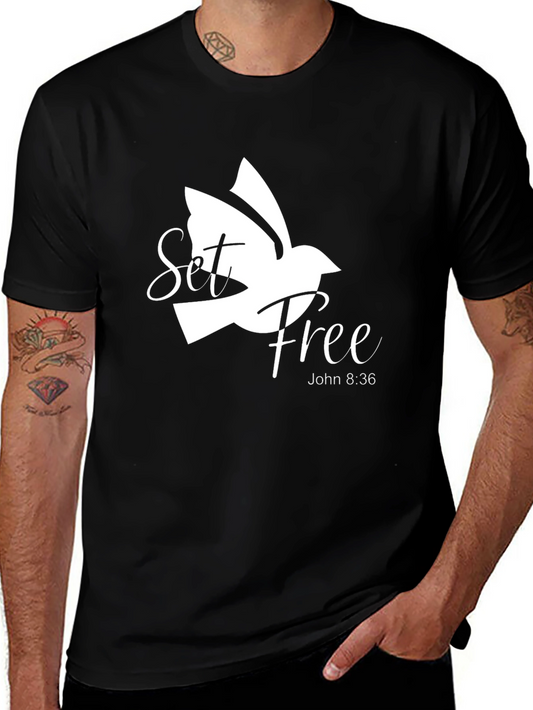 Set Free Dove Graphic Black T-Shirt