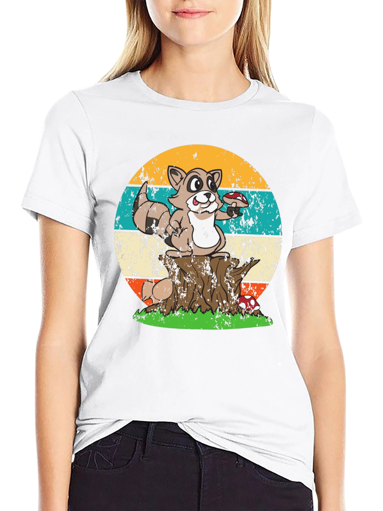 Retro Raccoon & Mushroom T-Shirt