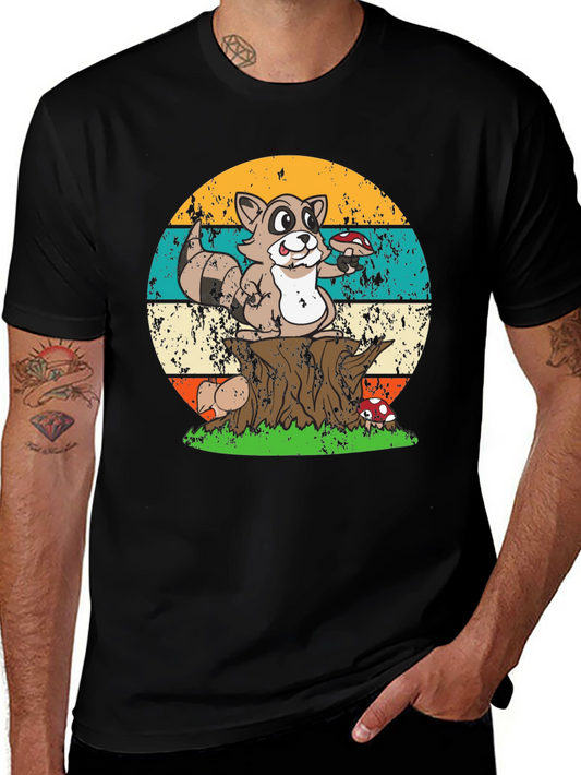 Retro Raccoon & Mushroom T-Shirt