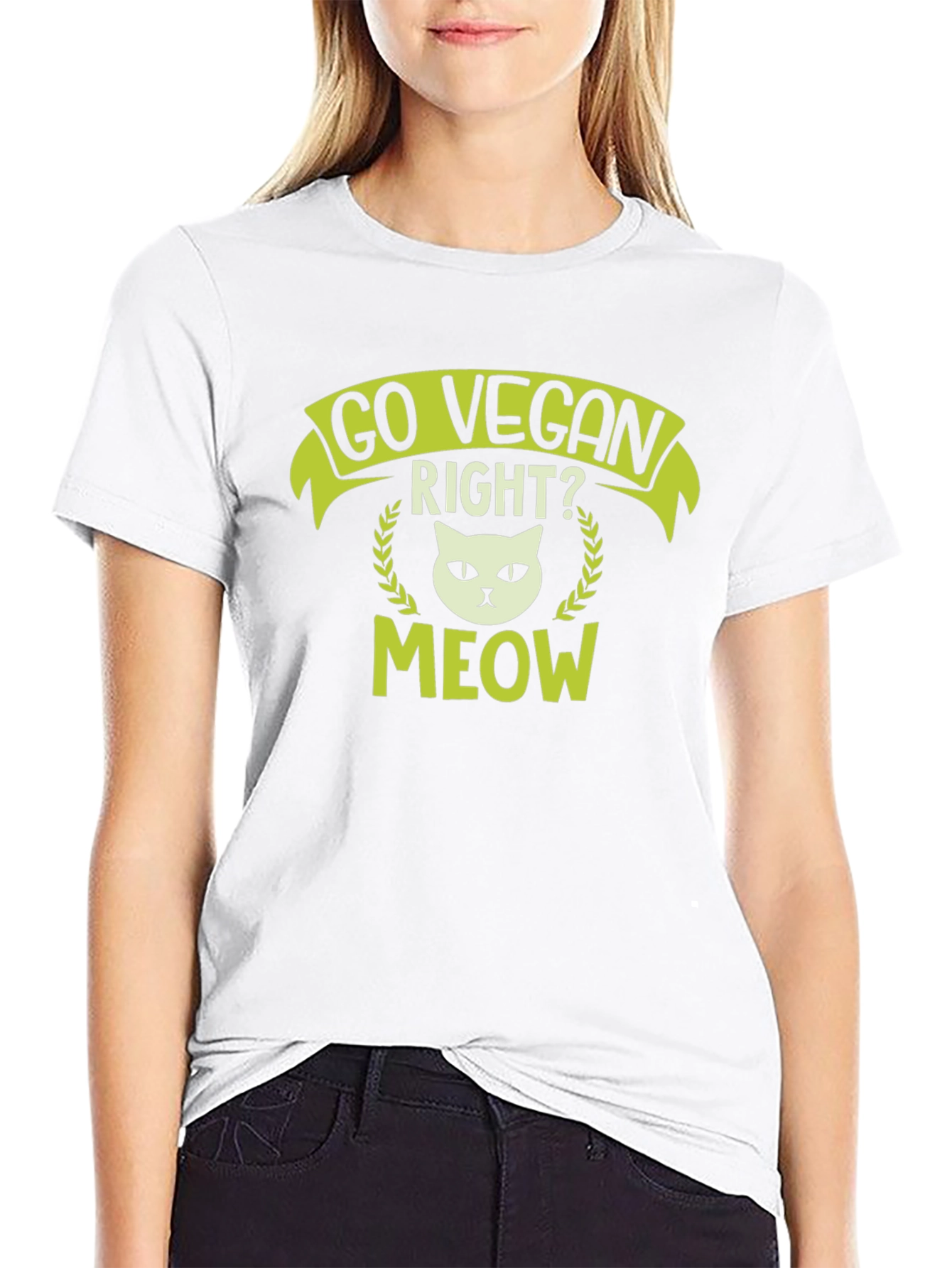 Go Vegan Right? Cat Meow Graphic Tee