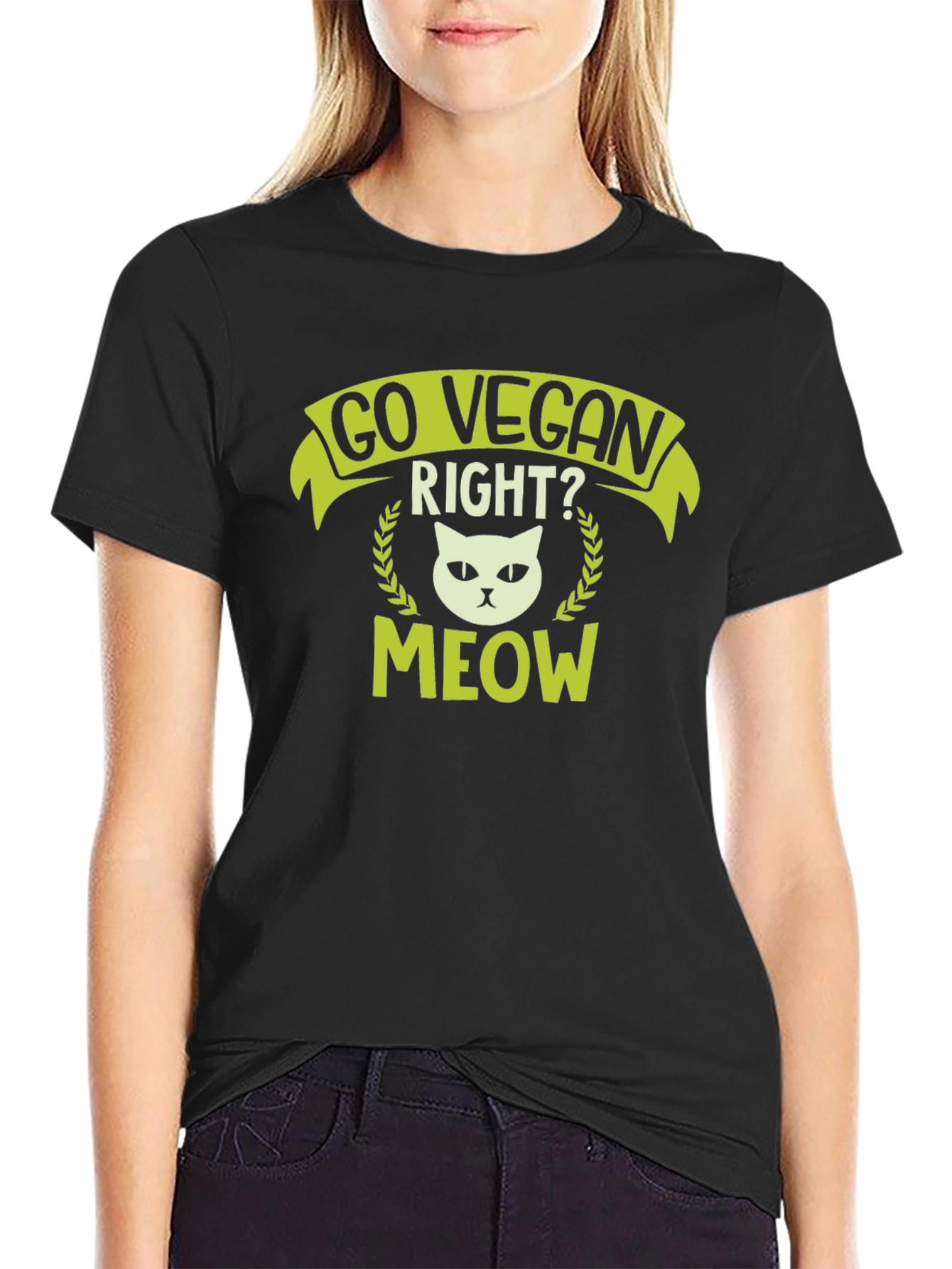 Go Vegan Right? Cat Meow Graphic Tee
