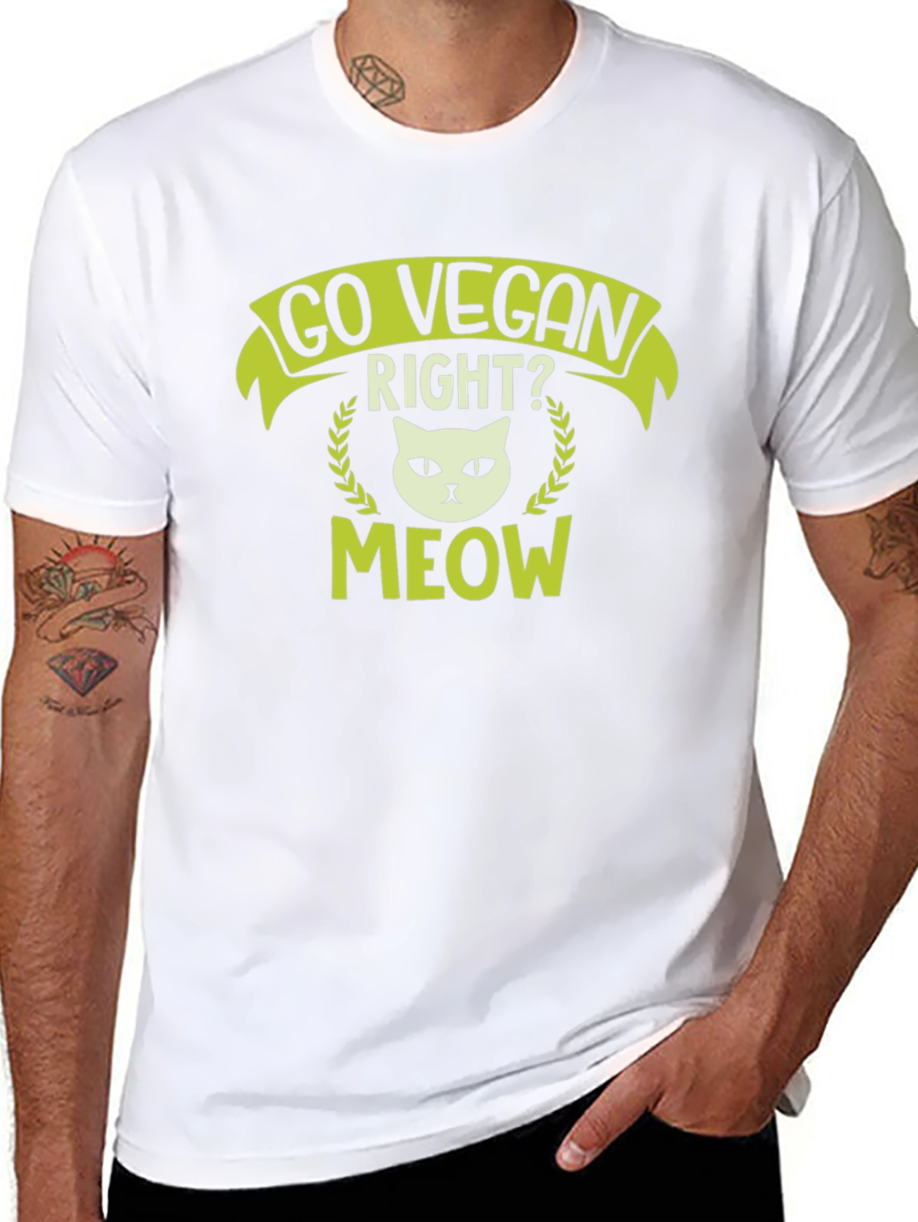Go Vegan Right? Cat Meow Graphic Tee