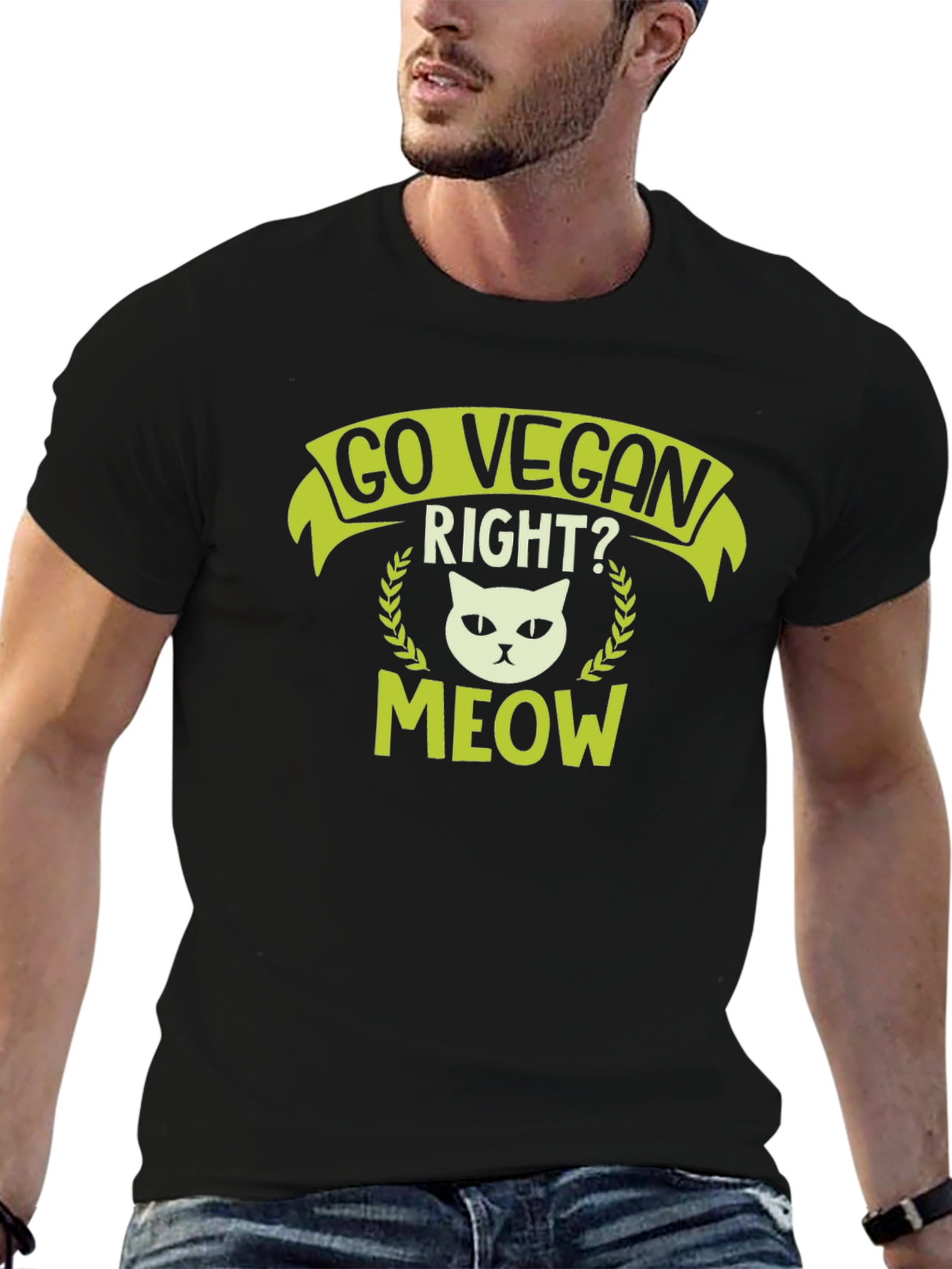 Go Vegan Right? Cat Meow Graphic Tee