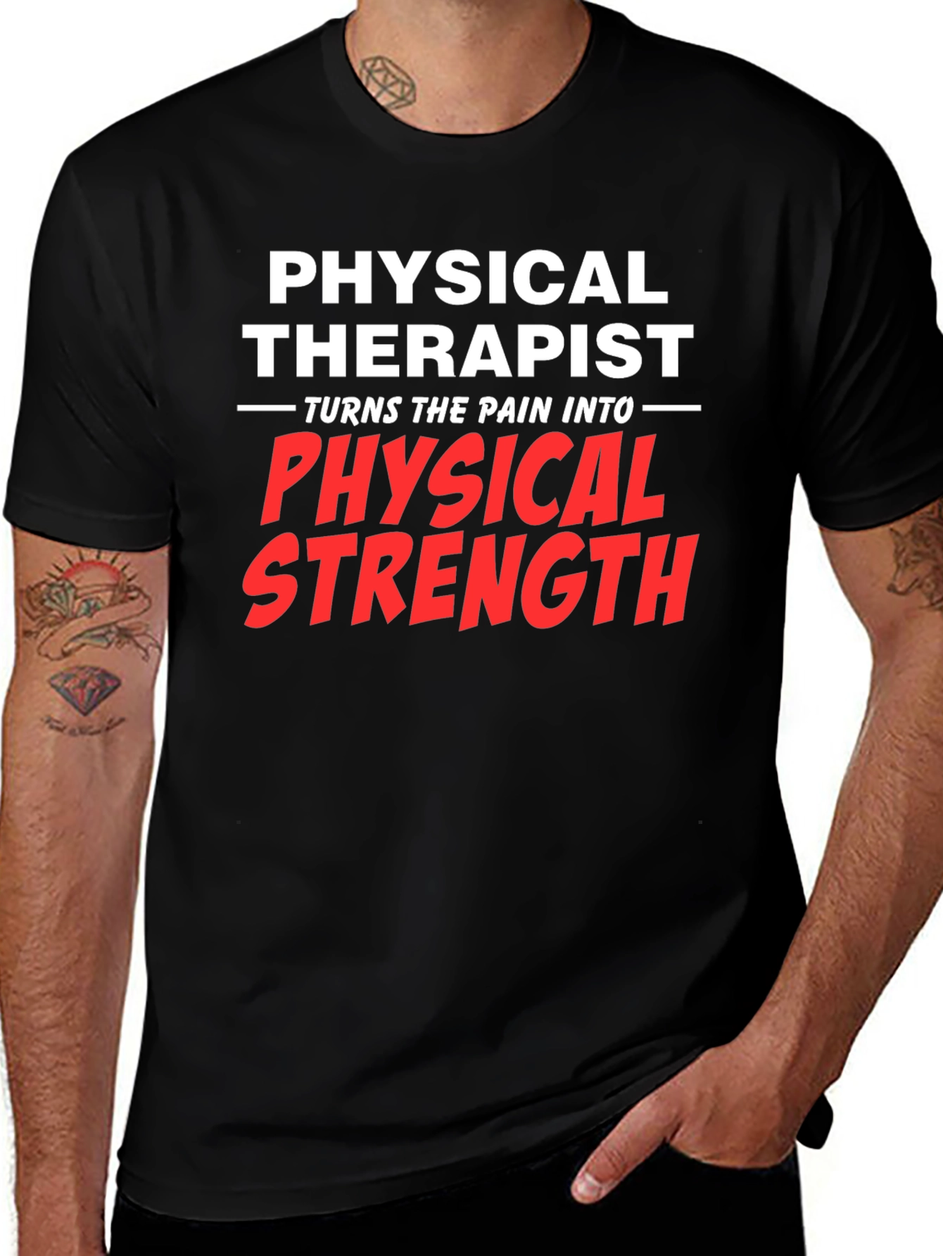 Physical Therapist Pain to Strength Black T-Shirt
