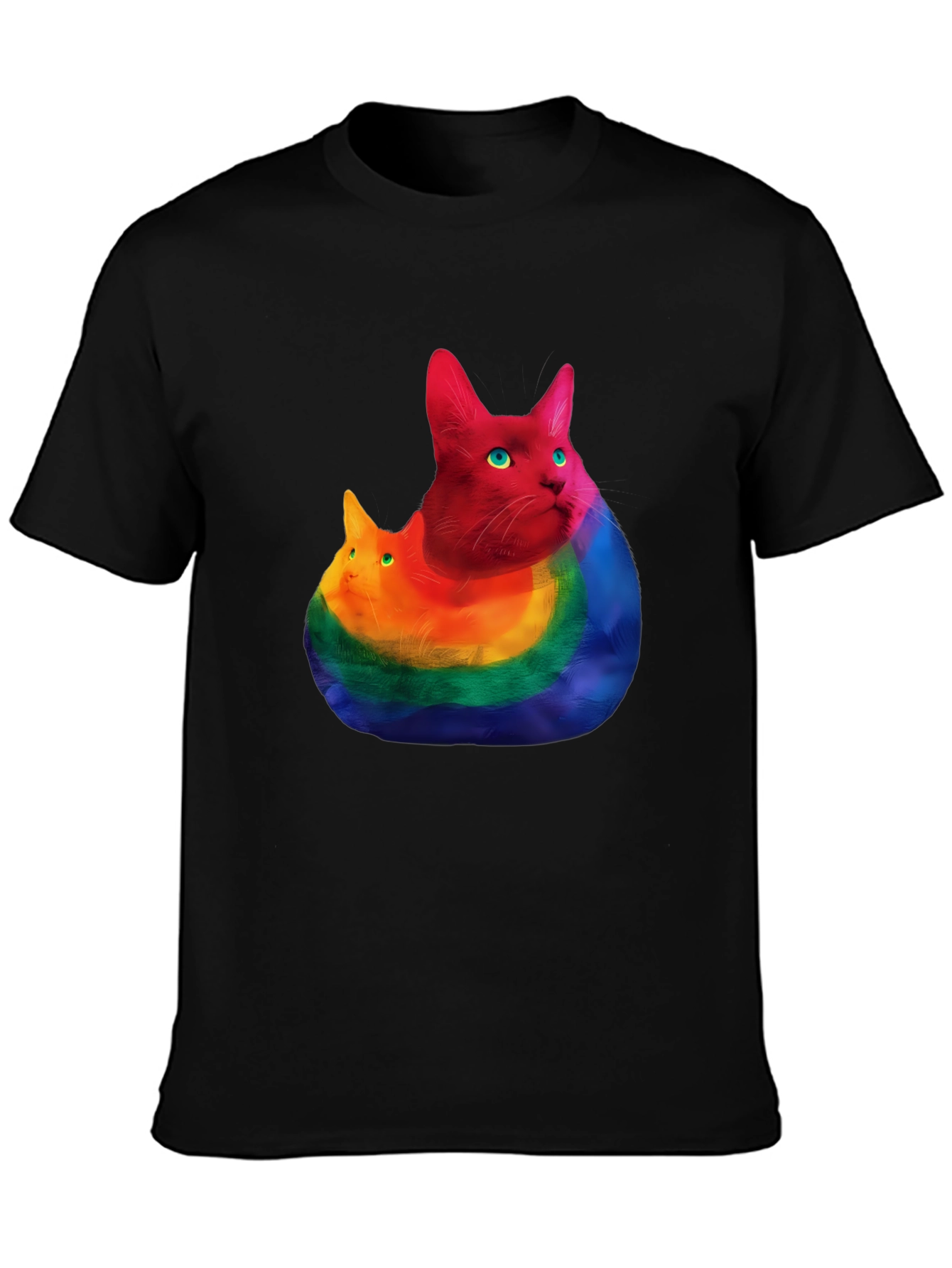 Rainbow Cat Graphic T-Shirt - Prideful Purrfection