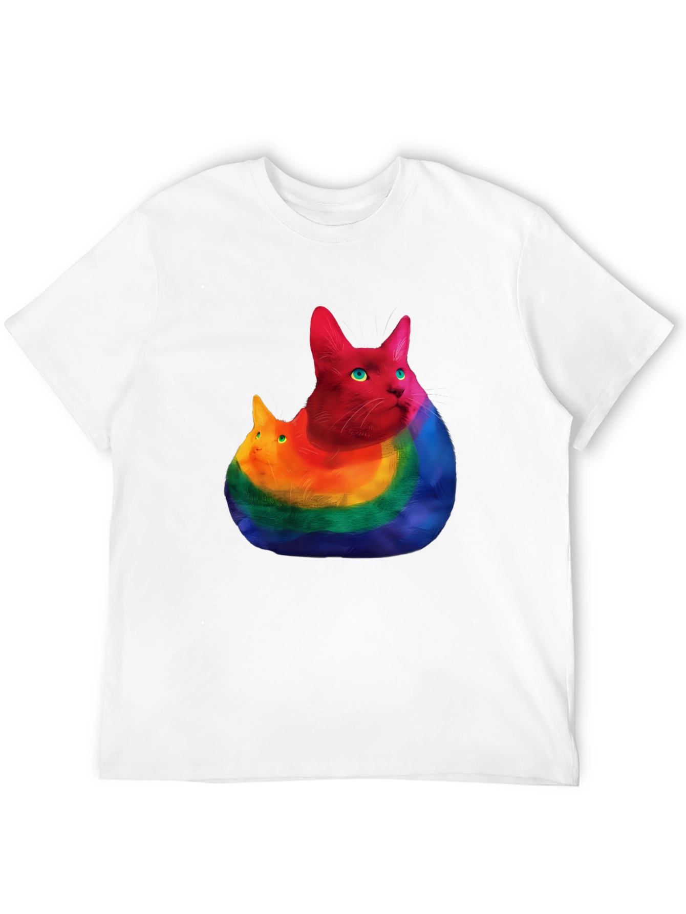 Rainbow Cat Graphic T-Shirt - Prideful Purrfection