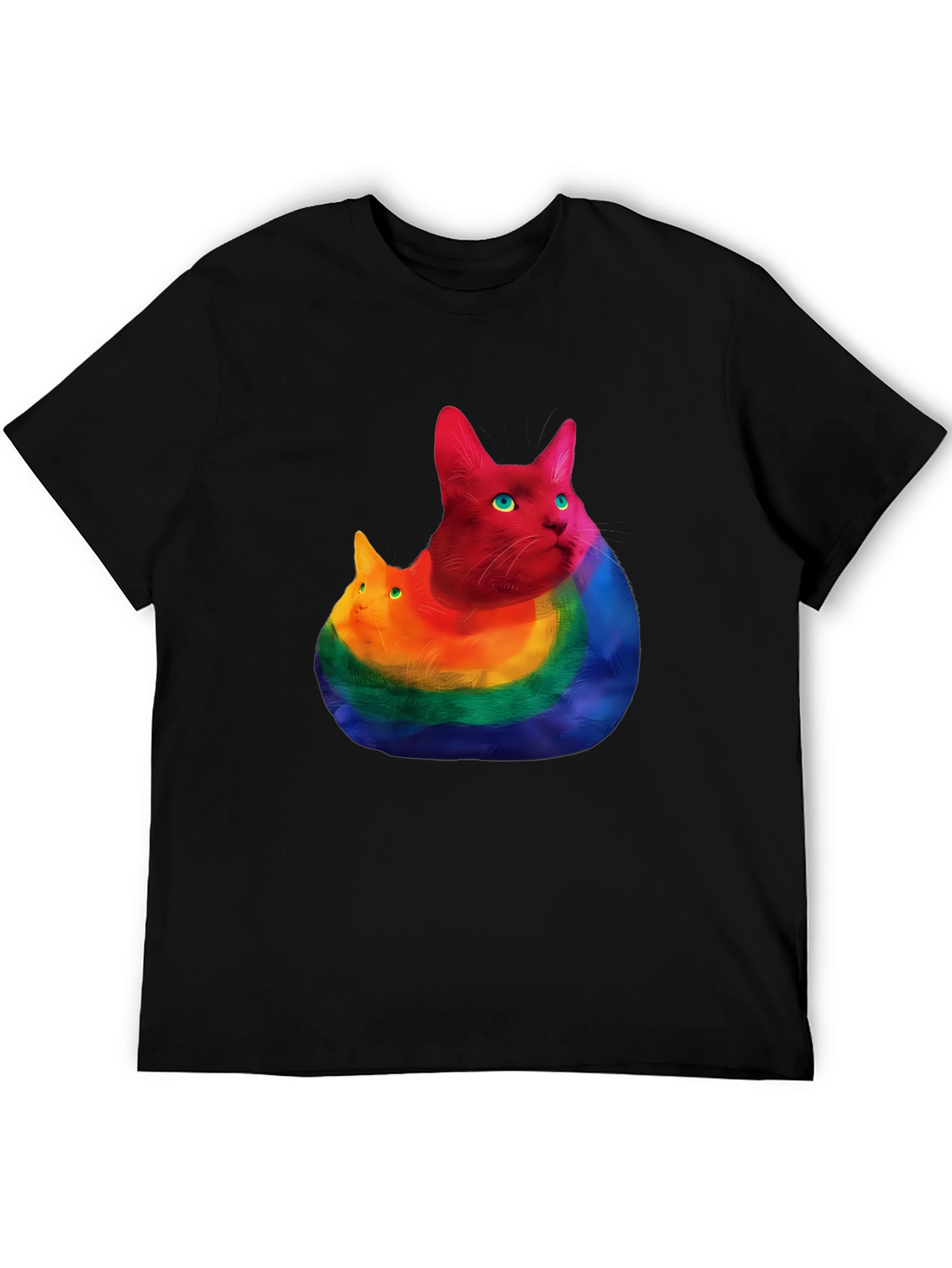 Rainbow Cat Graphic T-Shirt - Prideful Purrfection