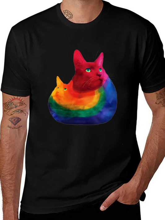 Rainbow Cat Graphic T-Shirt - Prideful Purrfection