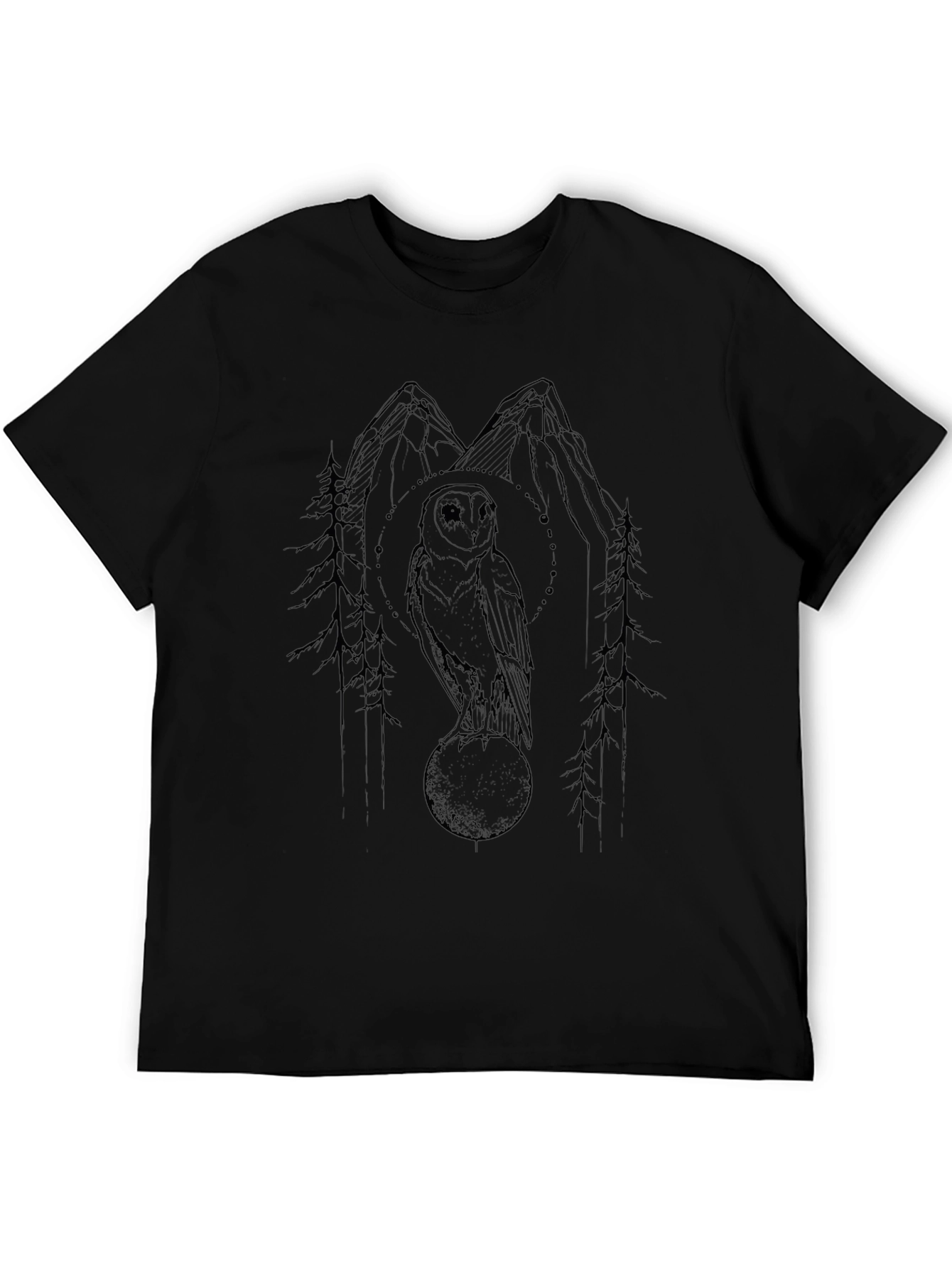 Mystic Owl Graphic Tee - Black Cotton T-Shirt