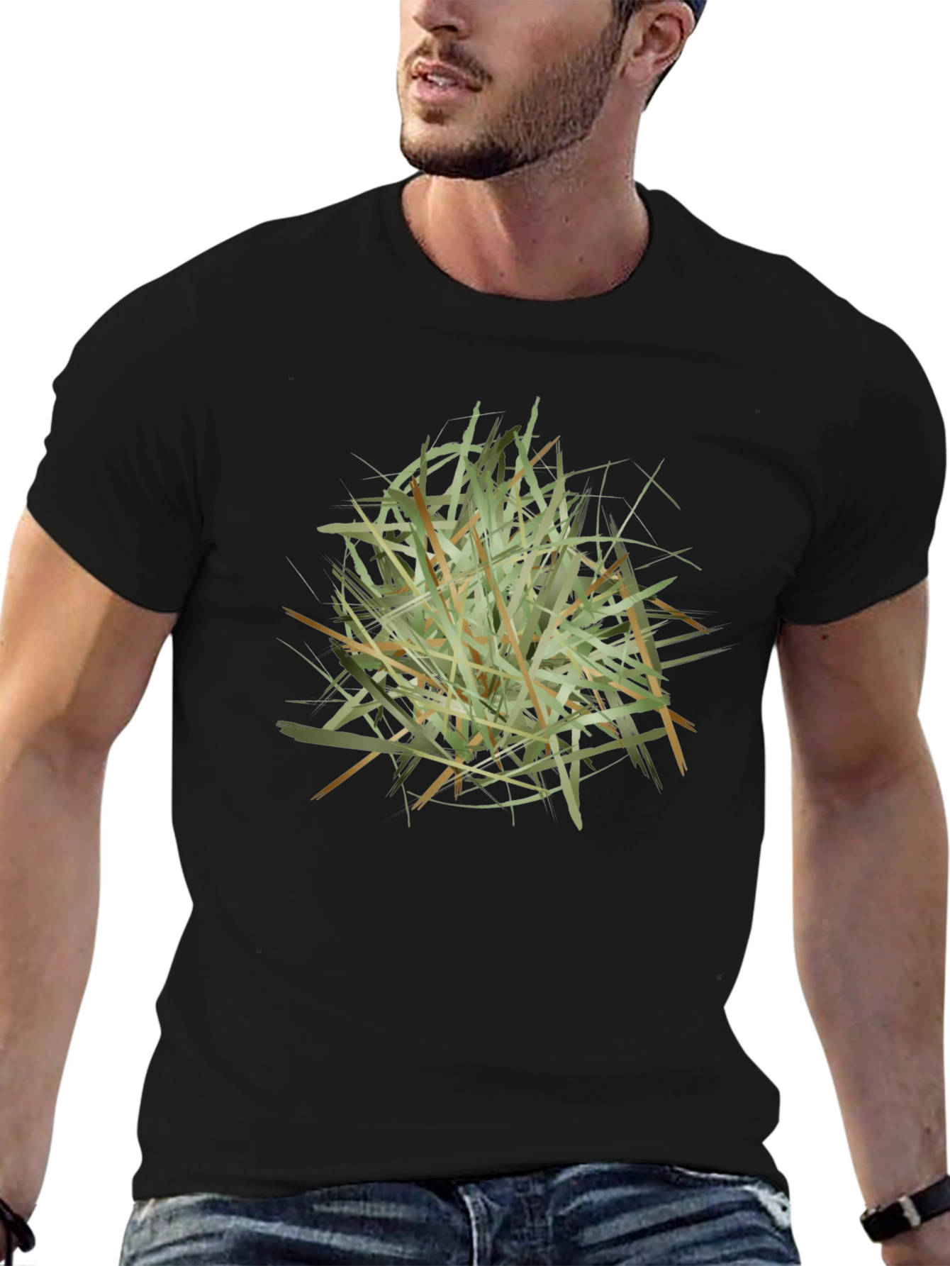 Abstract Hay Bale Graphic Tee - Modern Style