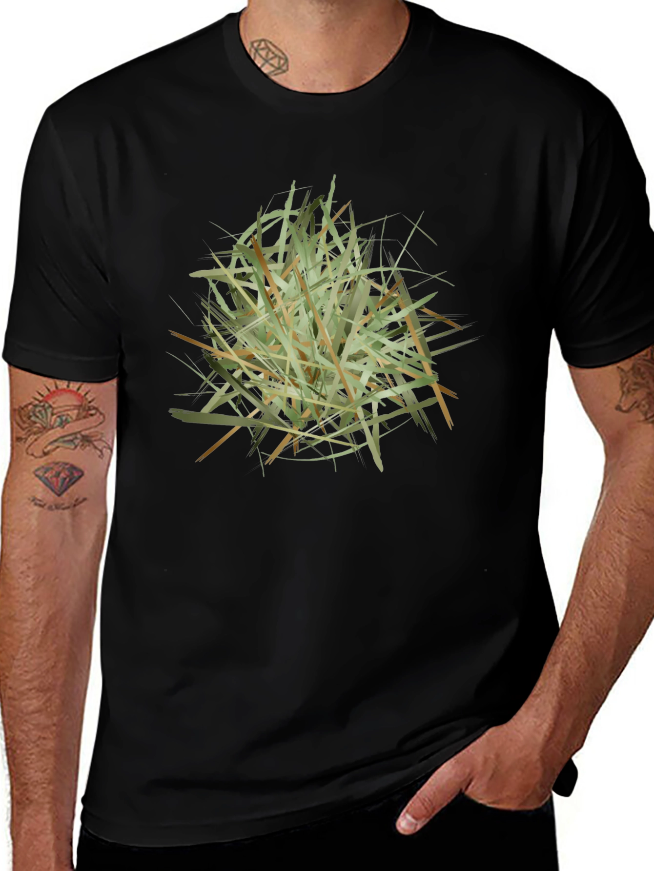 Abstract Hay Bale Graphic Tee - Modern Style