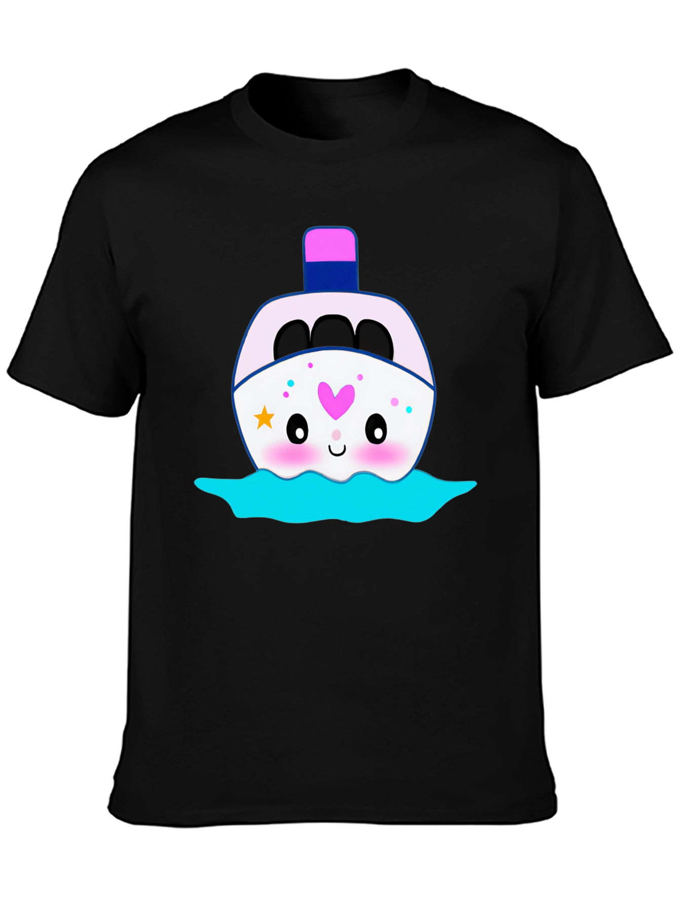 Kawaii Boat Graphic Tee - Black Unisex T-Shirt