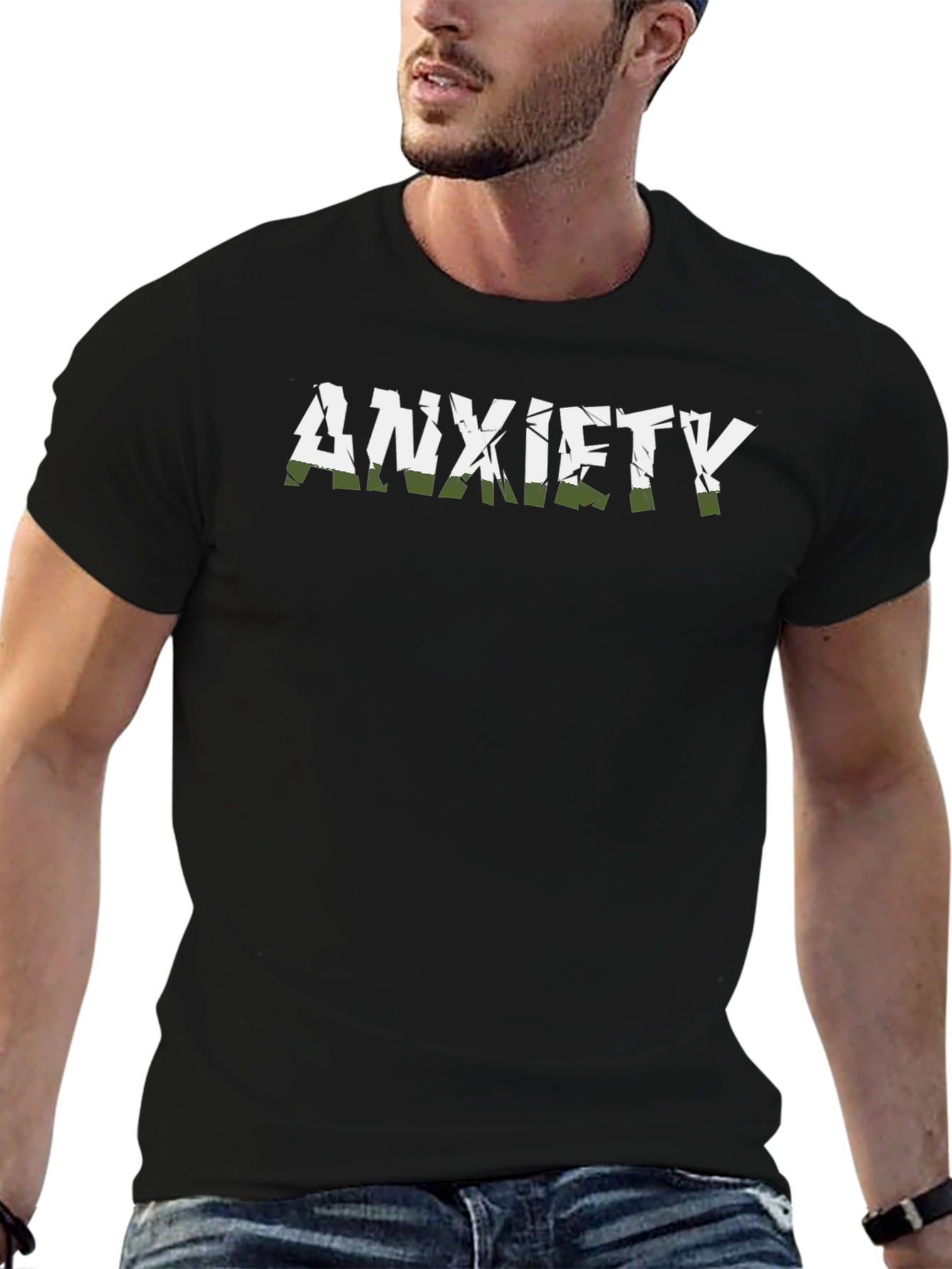 Anxiety Graphic T-Shirt - Black Crew Neck Tee