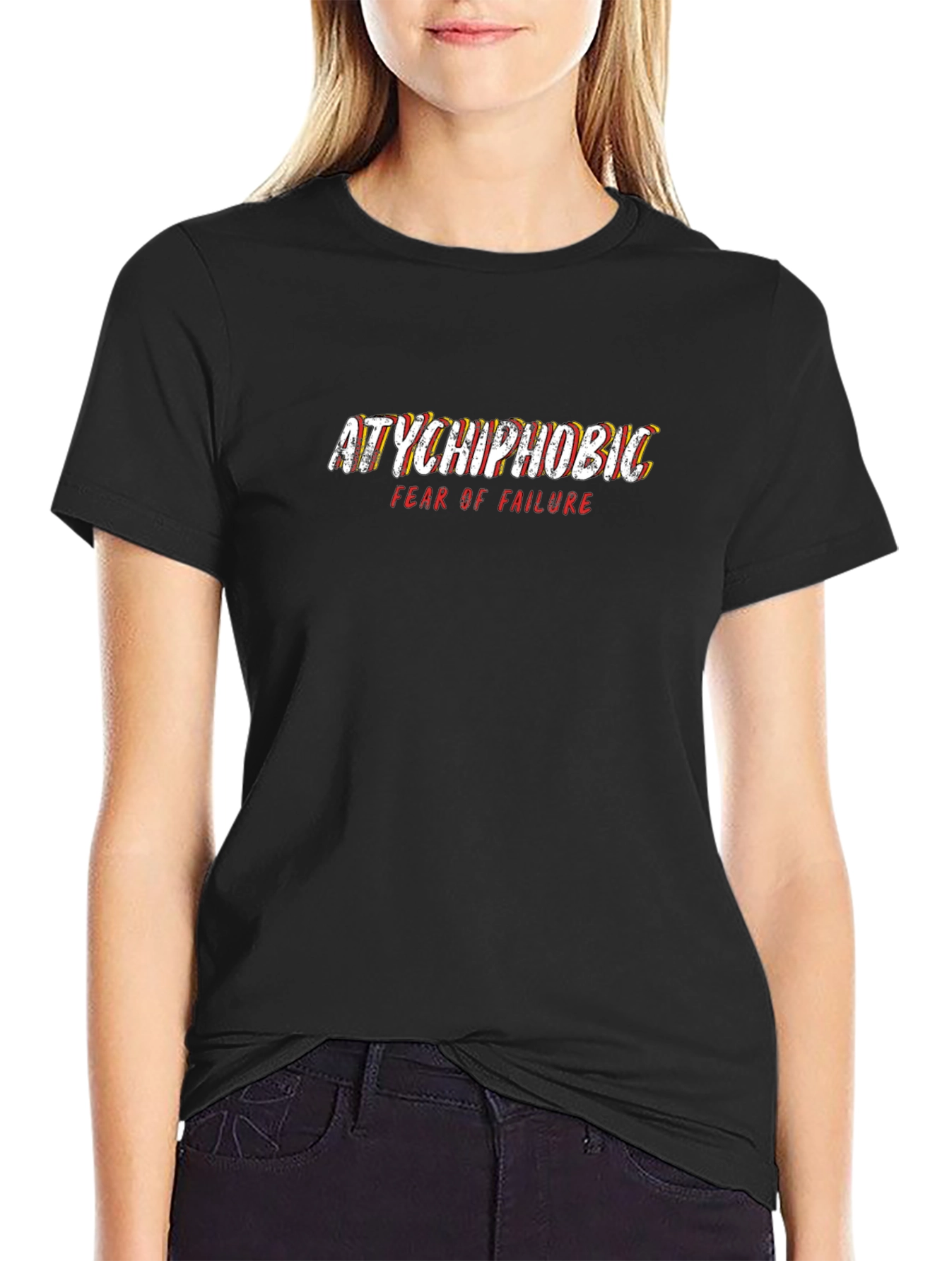 Atychiphobic Fear of Failure Black Graphic T-Shirt