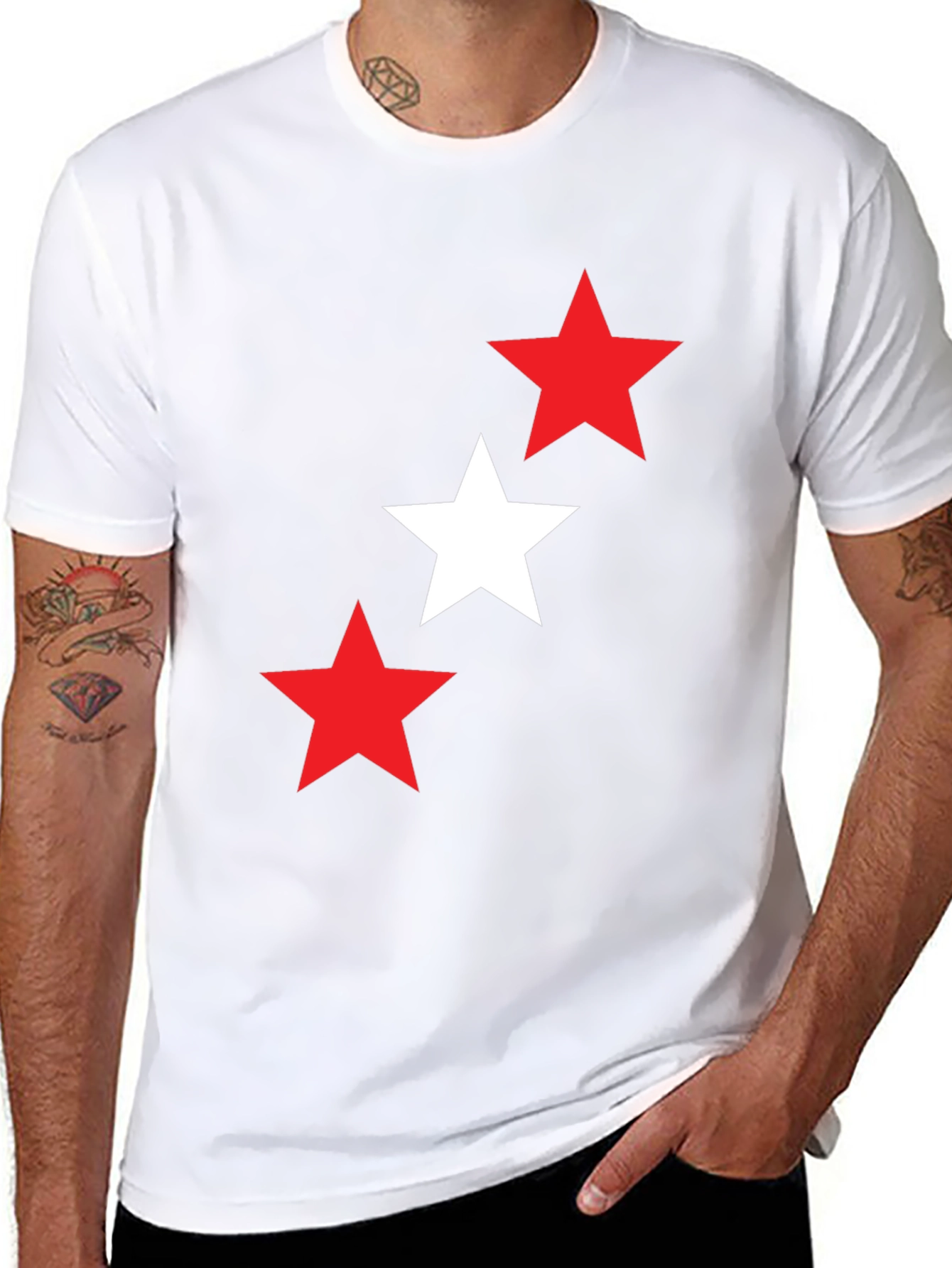 Stars Graphic T-Shirt - Casual Black Tee