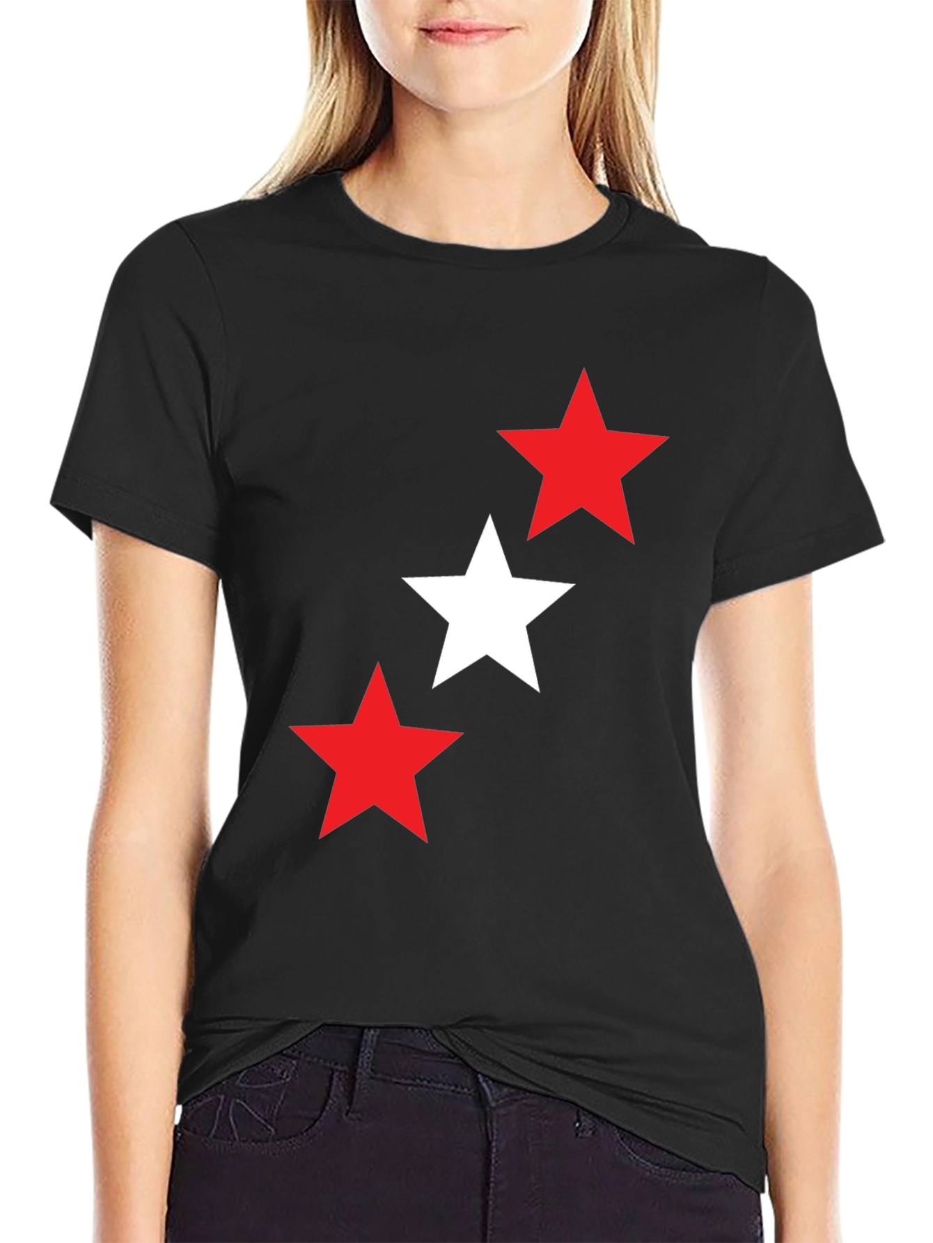 Stars Graphic T-Shirt - Casual Black Tee