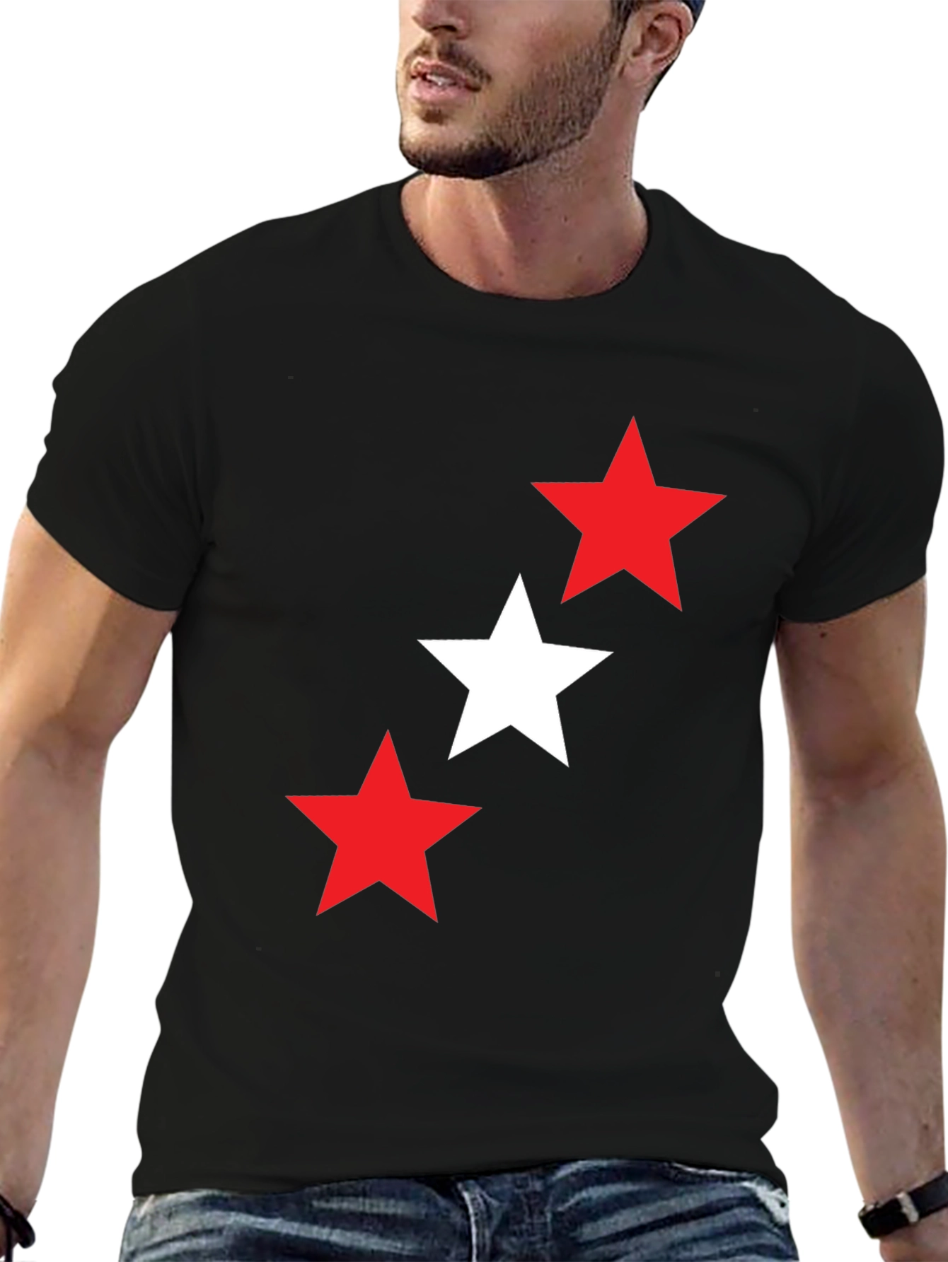 Stars Graphic T-Shirt - Casual Black Tee