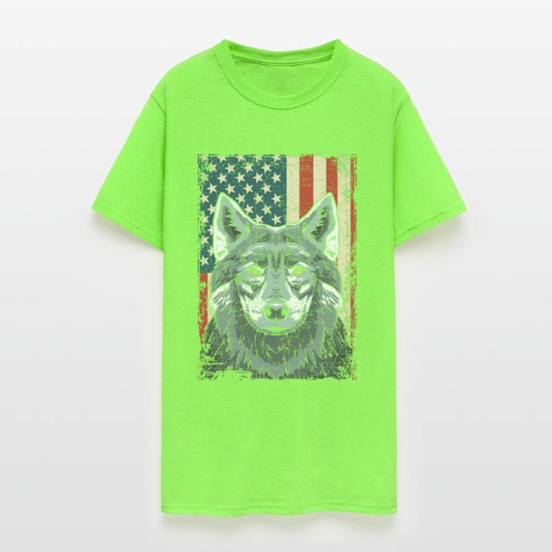 Wolf 4th of July American Flag Howling Wolves