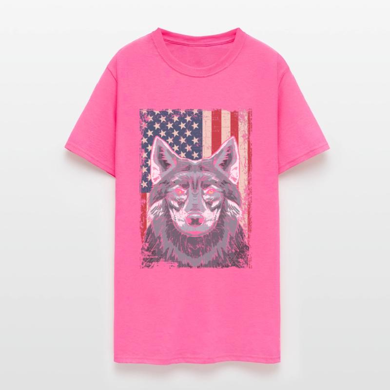 Wolf 4th of July American Flag Howling Wolves