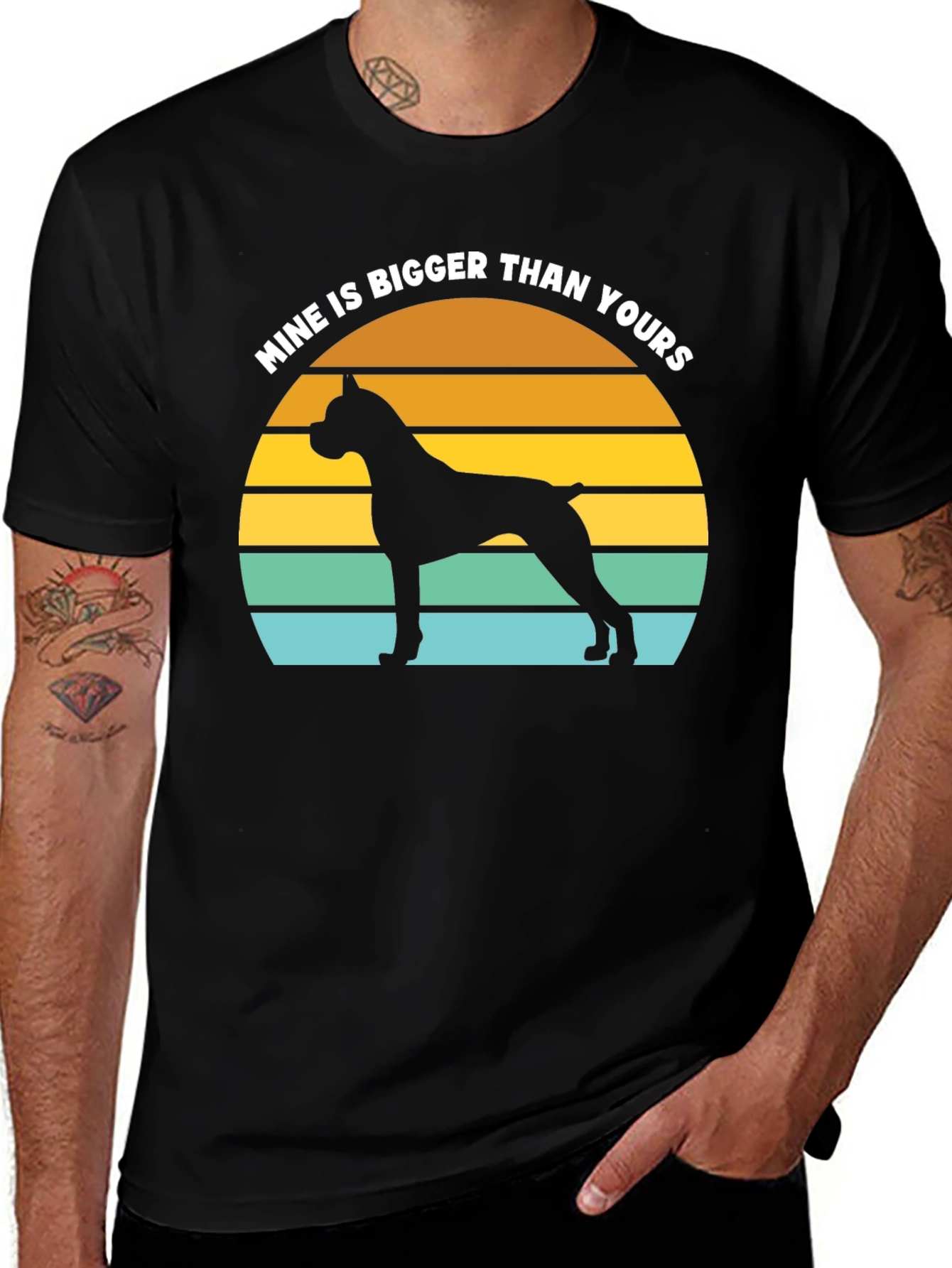 Mine is Bigger Boxer Dog Sunset T-Shirt