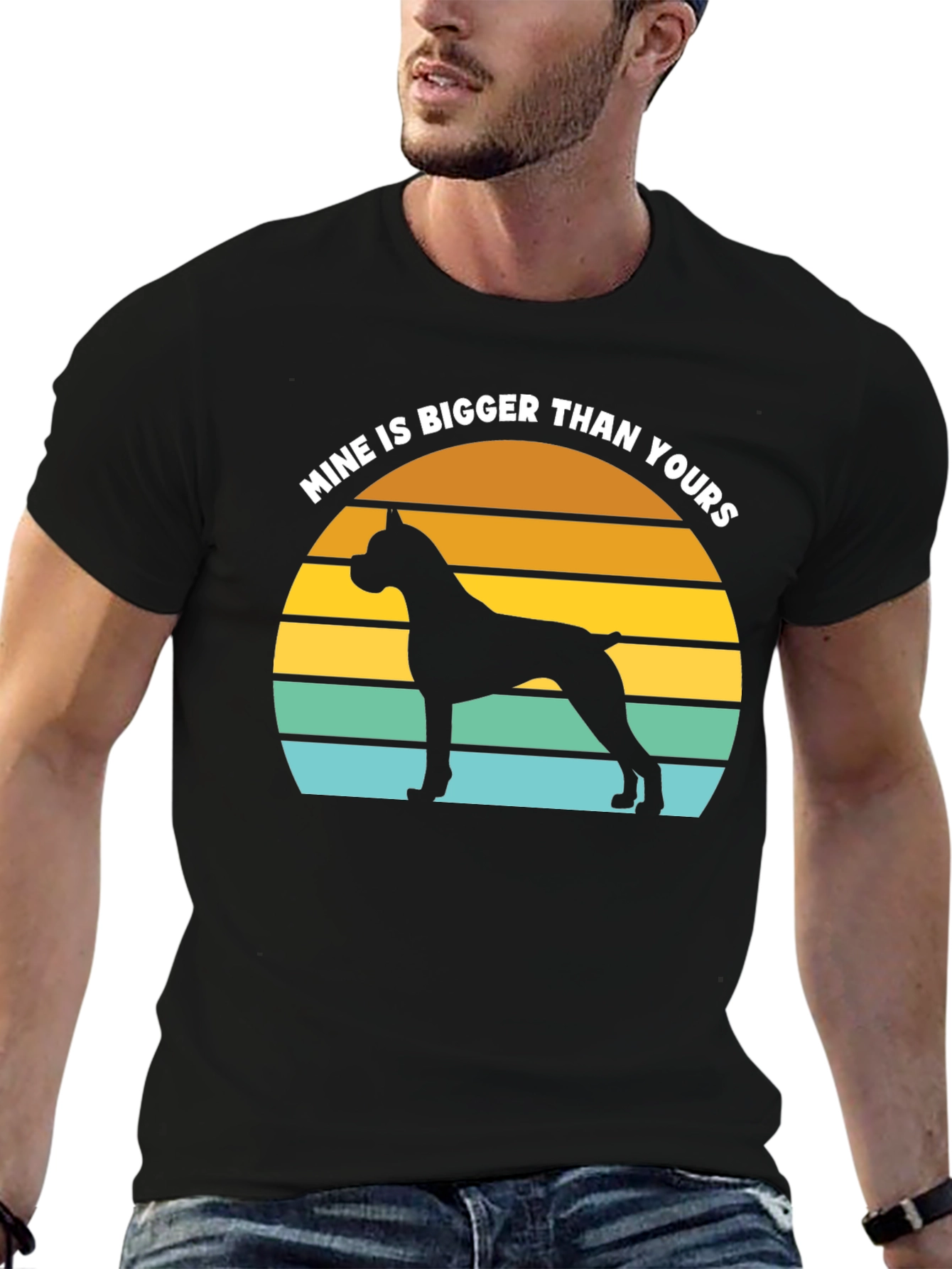 Mine is Bigger Boxer Dog Sunset T-Shirt