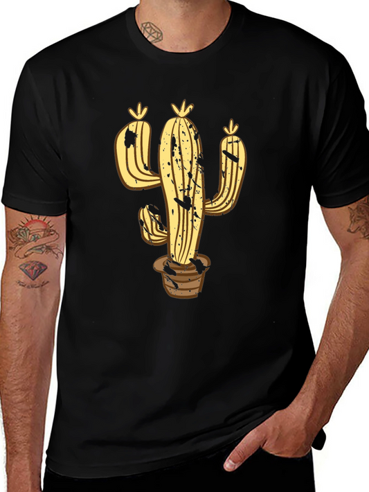 Cactus Graphic Tee - Black Cotton T-Shirt