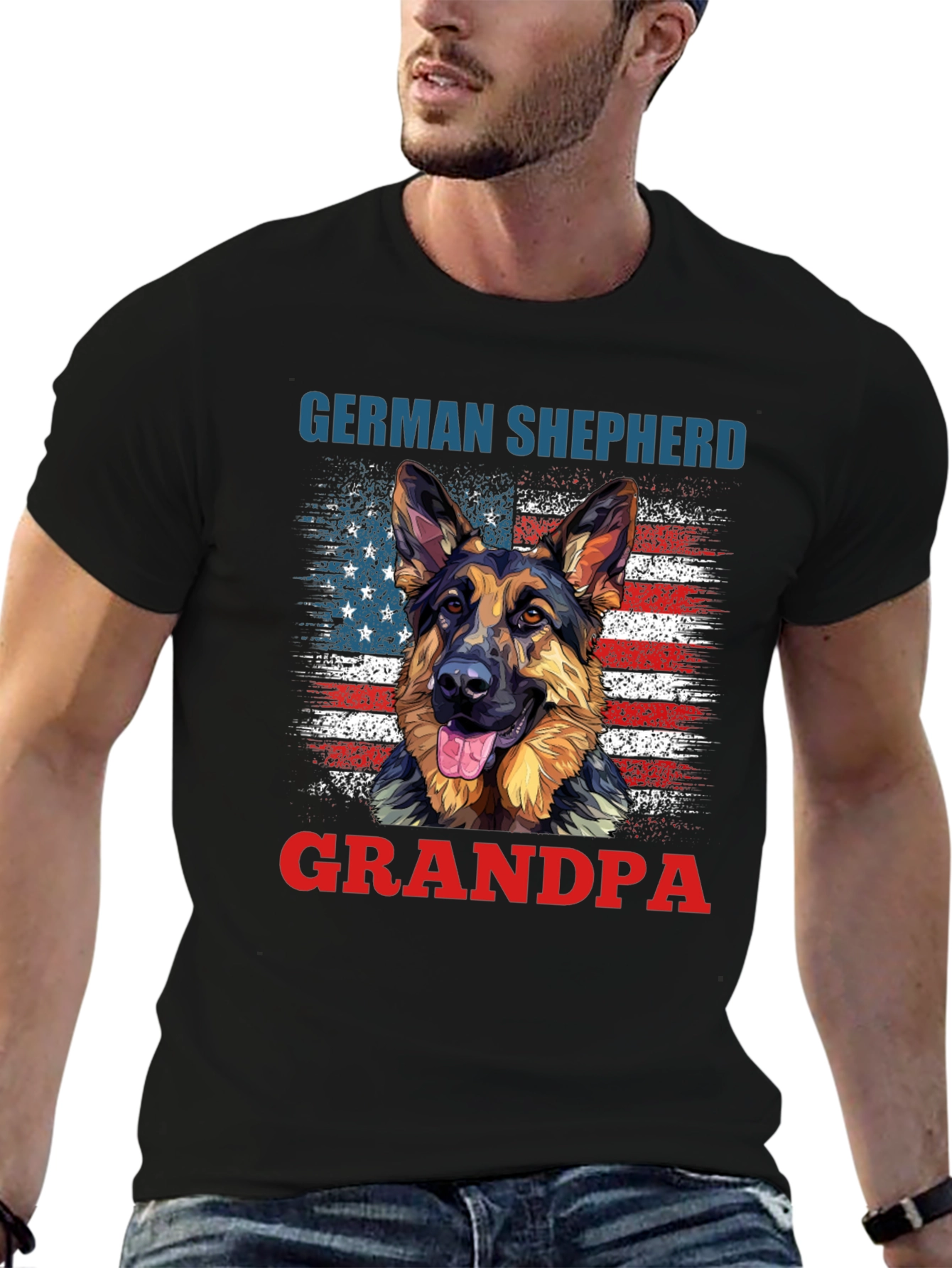 German Shepherd Grandpa Patriotic T-Shirt