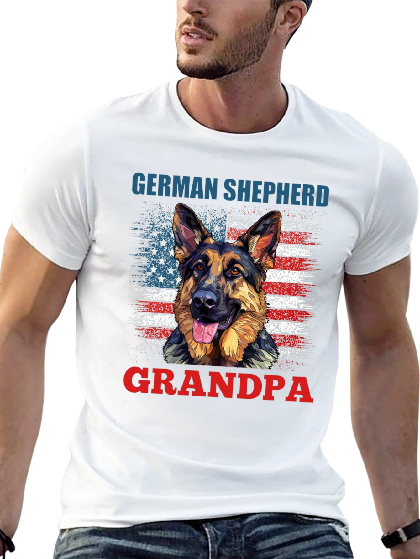 German Shepherd Grandpa Patriotic T-Shirt