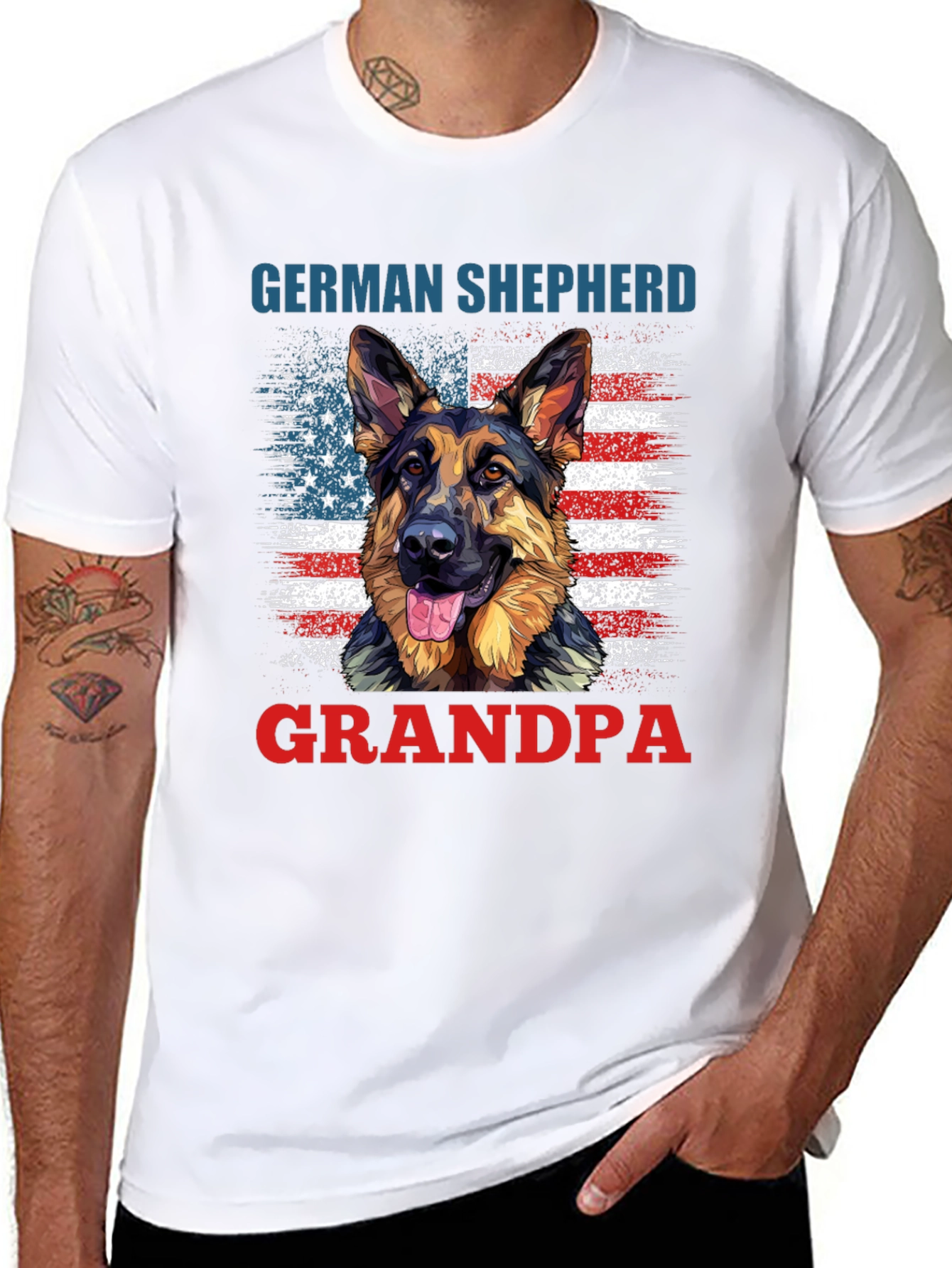 German Shepherd Grandpa Patriotic T-Shirt