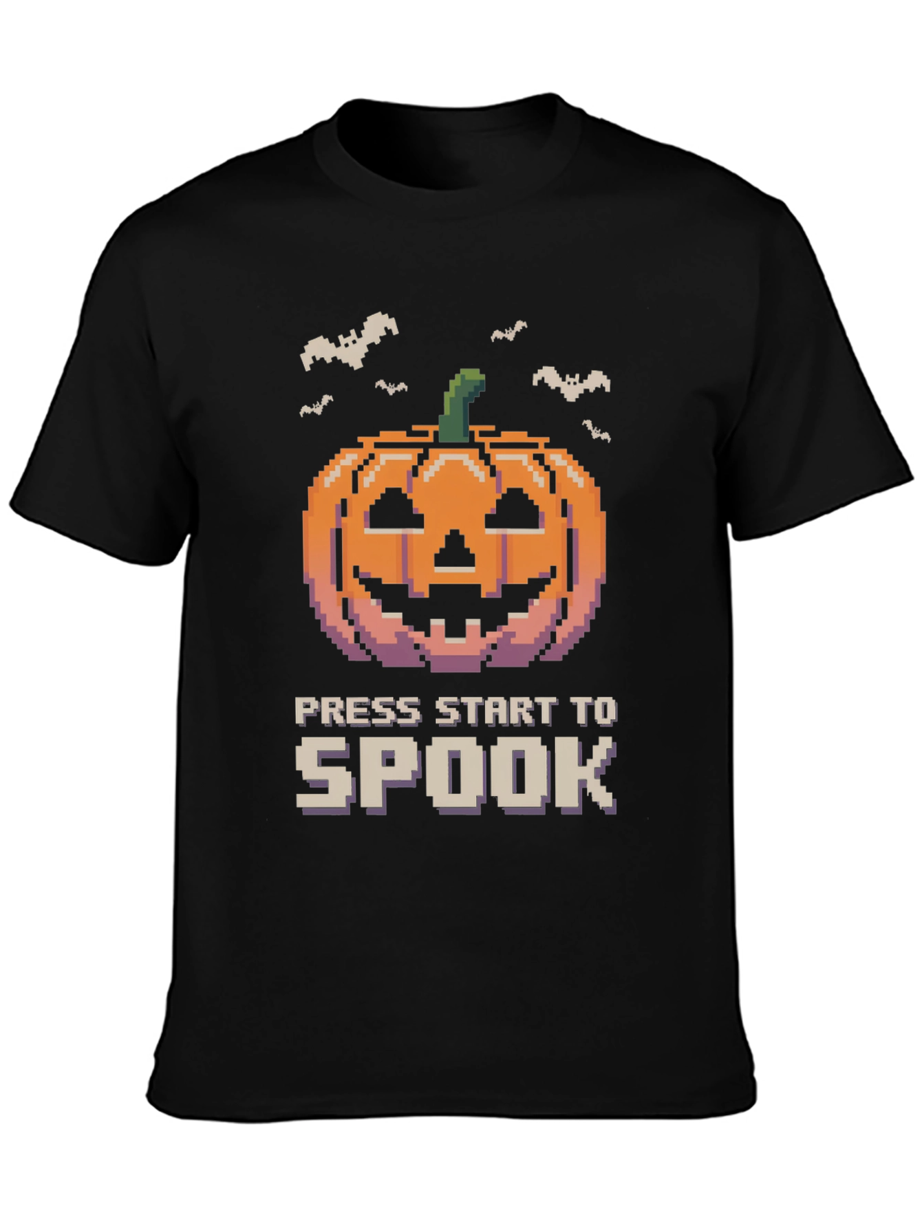 Pixel Pumpkin Press Start to Spook Halloween T-Shirt