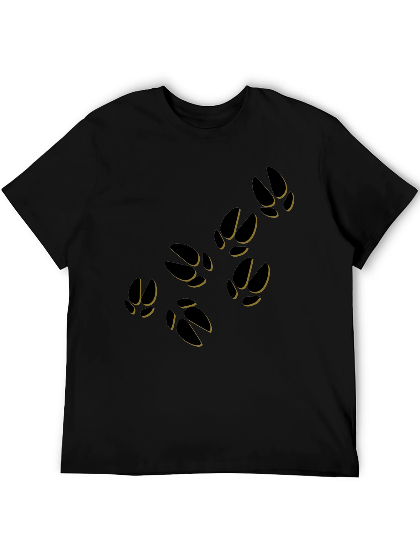 Black T-Shirt with Animal Paw Print Design